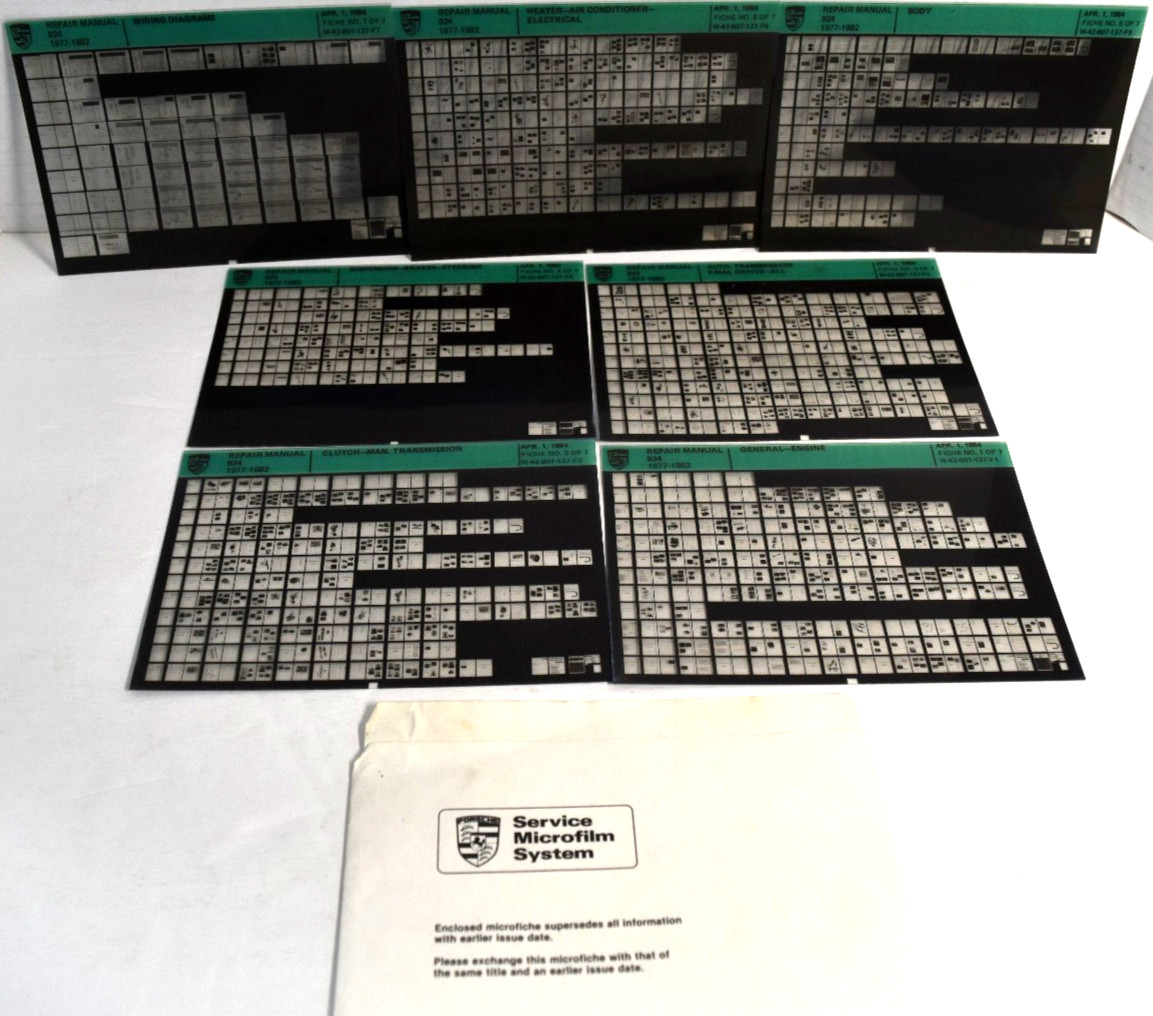 Porsche 924 - 1977-1982 Microfiche Repair Manual Full Set In Great Condition