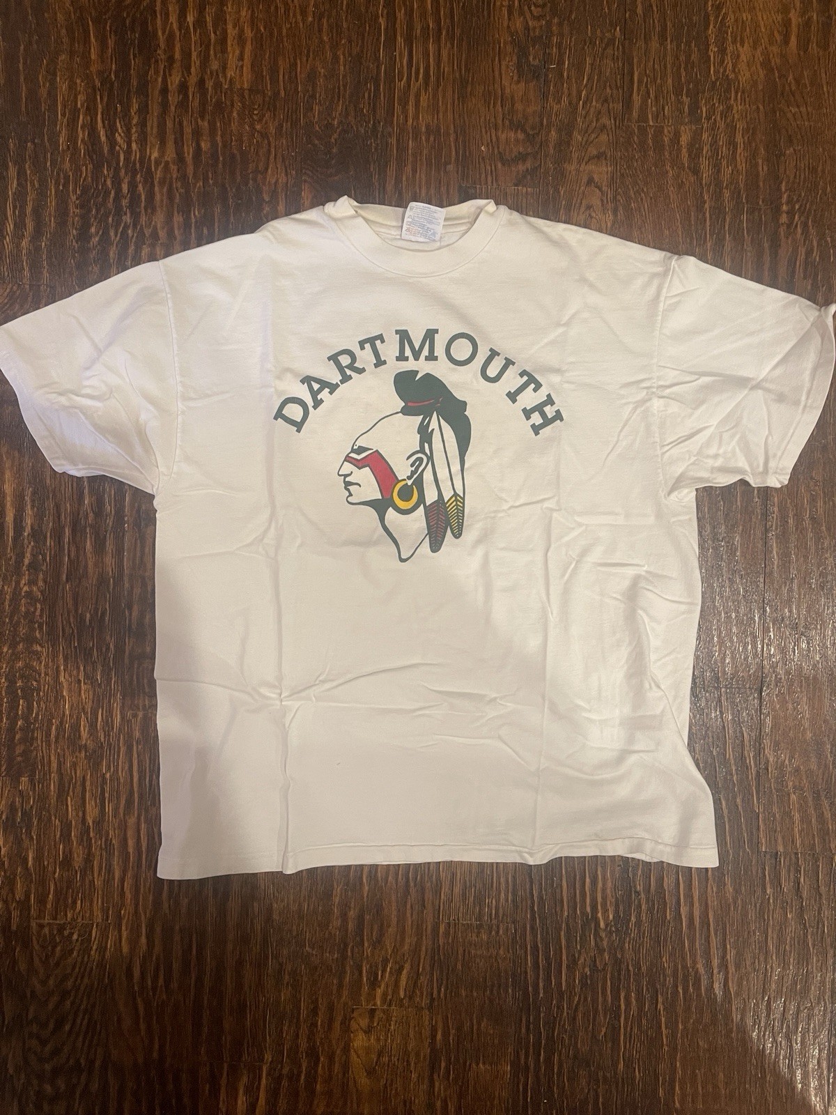 Vintage Dartmouth Big Green Indians White Graphic T-Shirt, Size XL