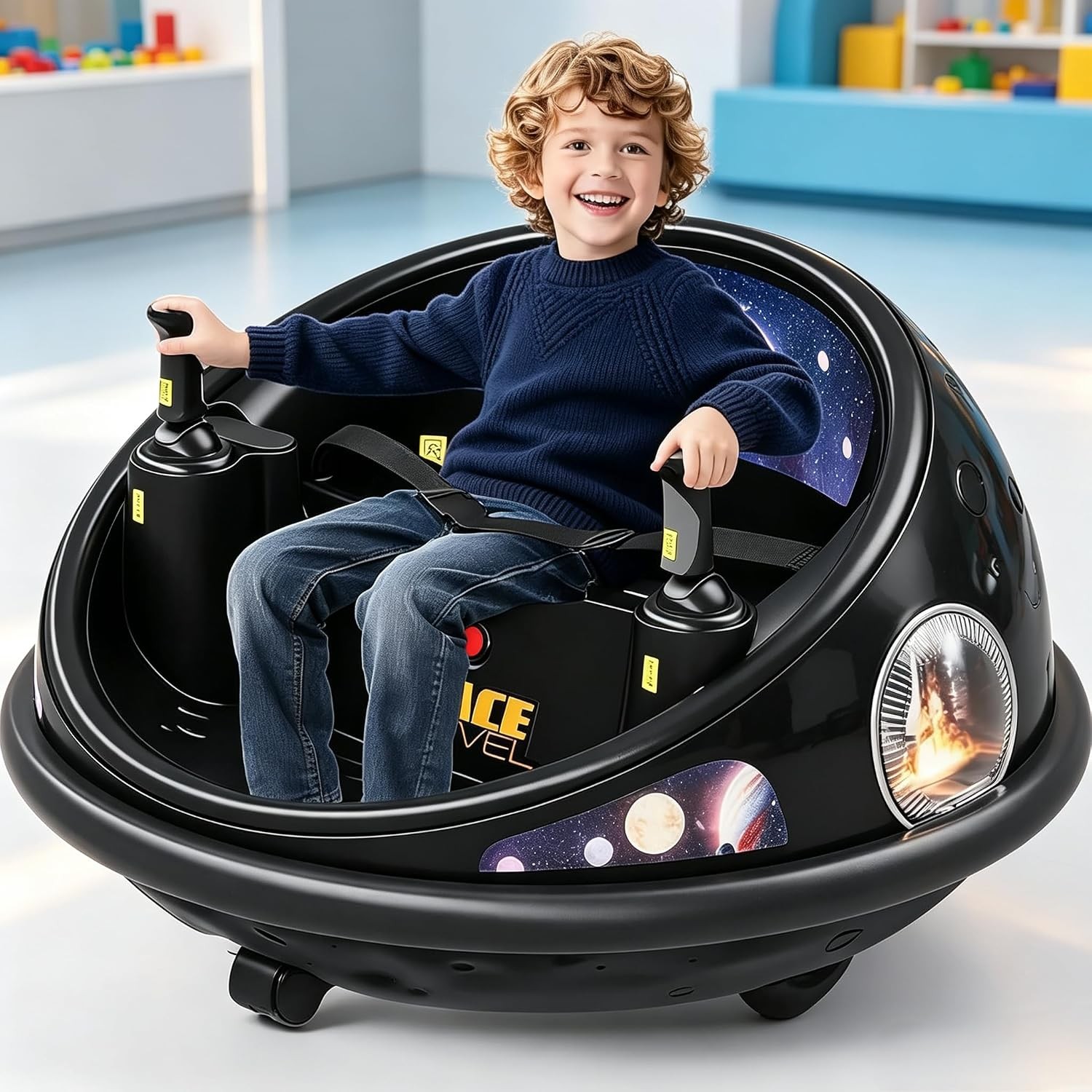 360° Spinning Electric Bumper Car Kids 12V Remote Control Ride-on Toy with LED