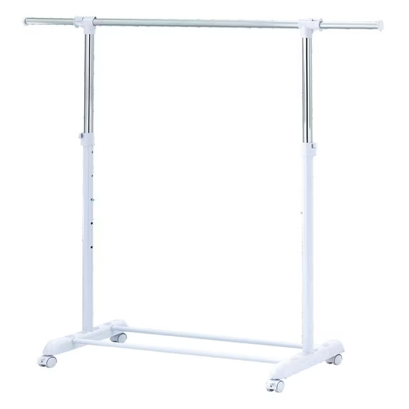 Mainstays Adjustable Metal Rolling Garment Rack, Chrome & White