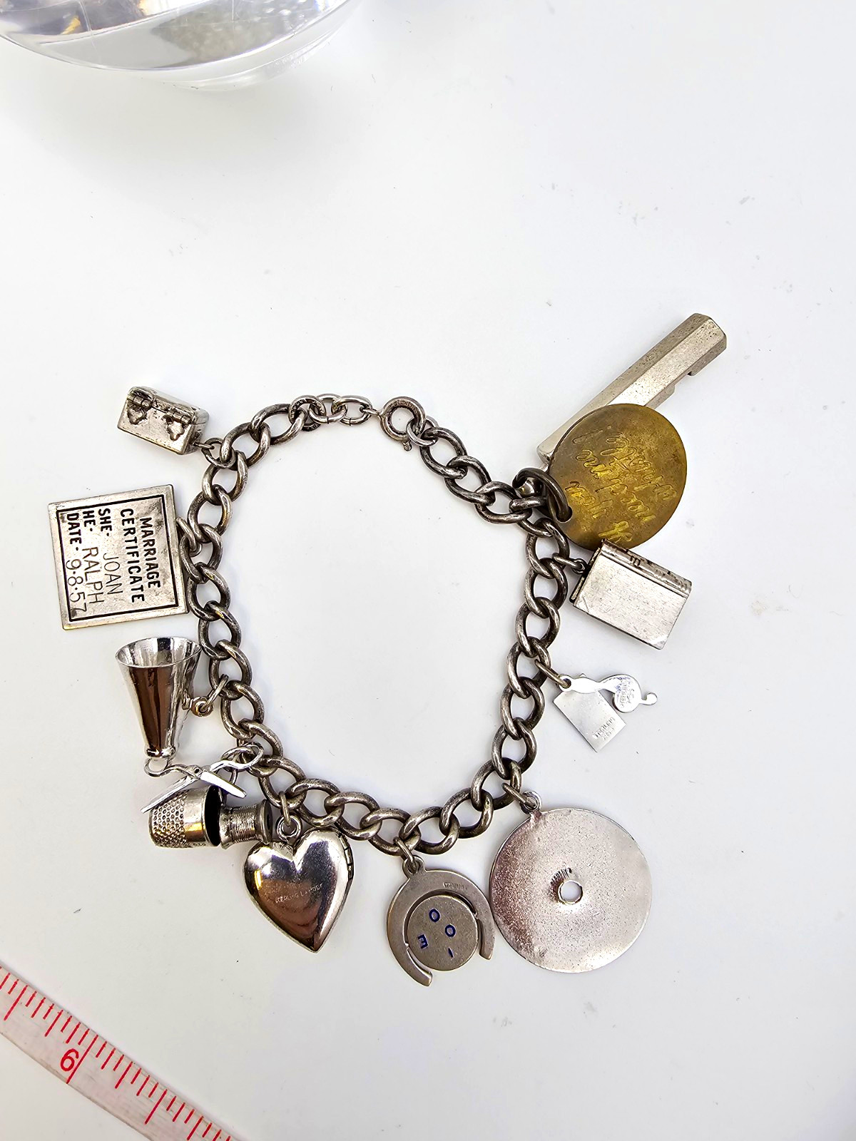 Vtg Sterling Silver Charm Bracelet Wells LaMode J.M.F. Co.  Mechanical Bible 40g