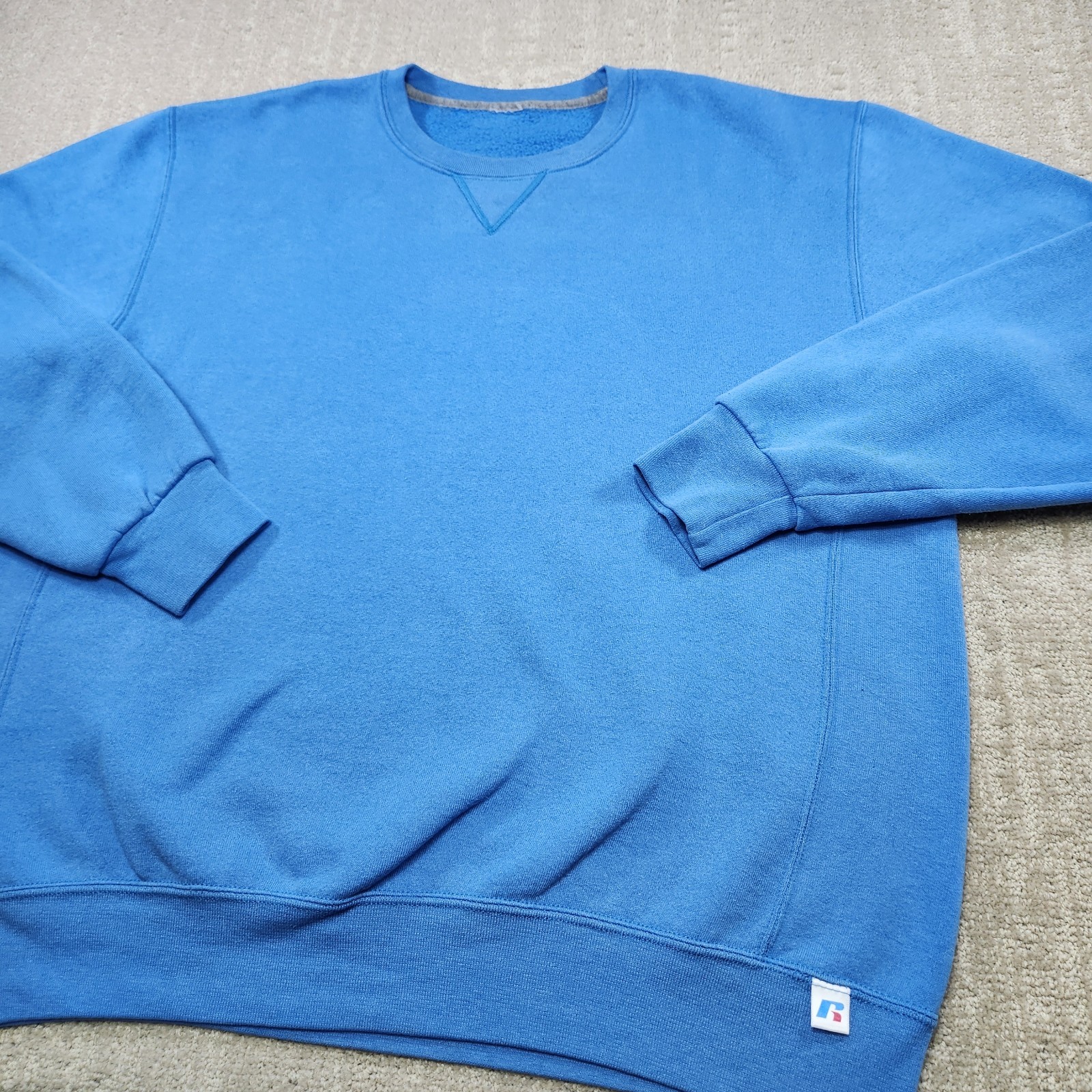 Vintage Russell Athletic Sweatshirt Men XL Light Blue Cotton Fleece Crewneck