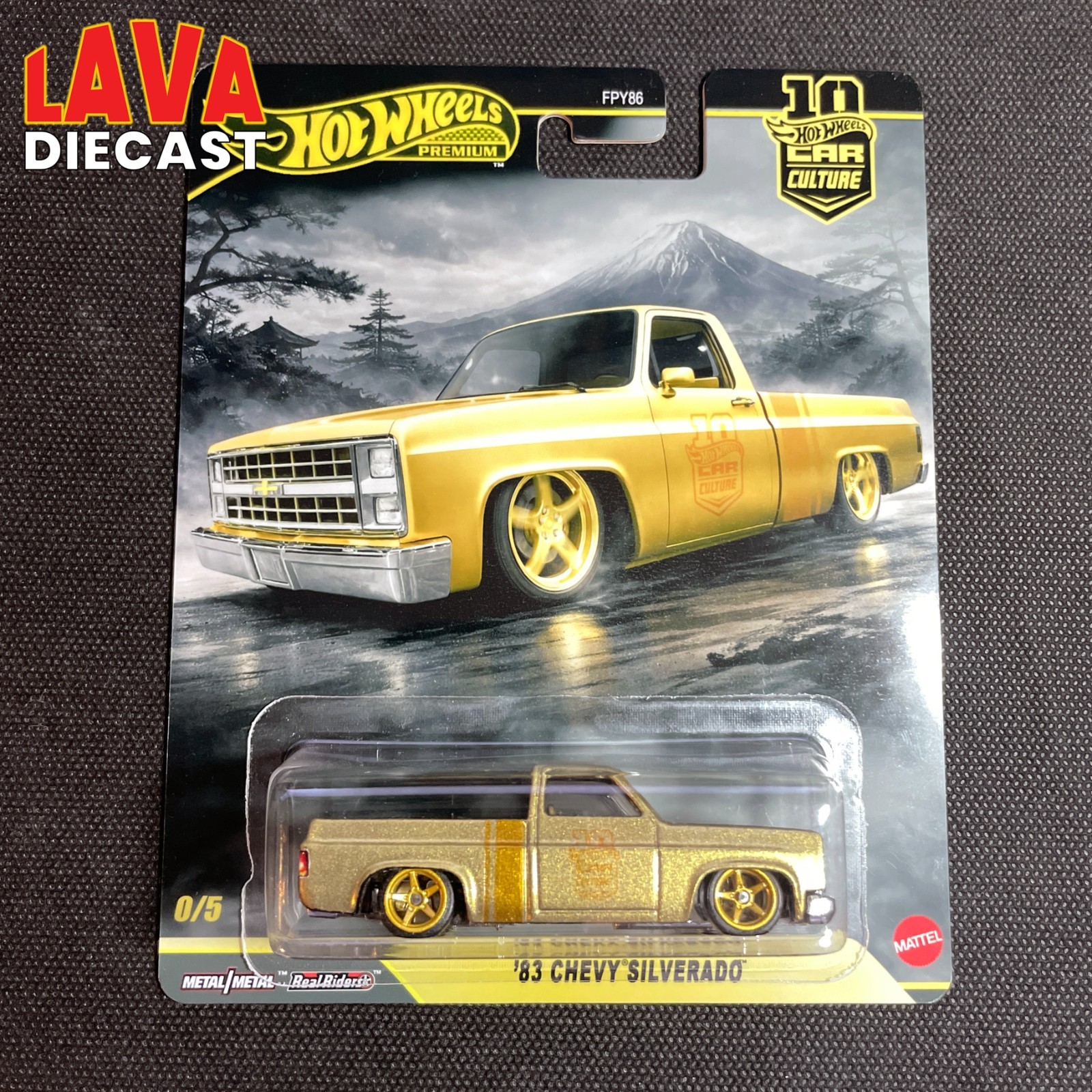 CUSTOM HOT WHEELS 2026 CHASE 83 CHEVY SILVERADO GOLD CAR CULTURE BY LAVA DIECAST
