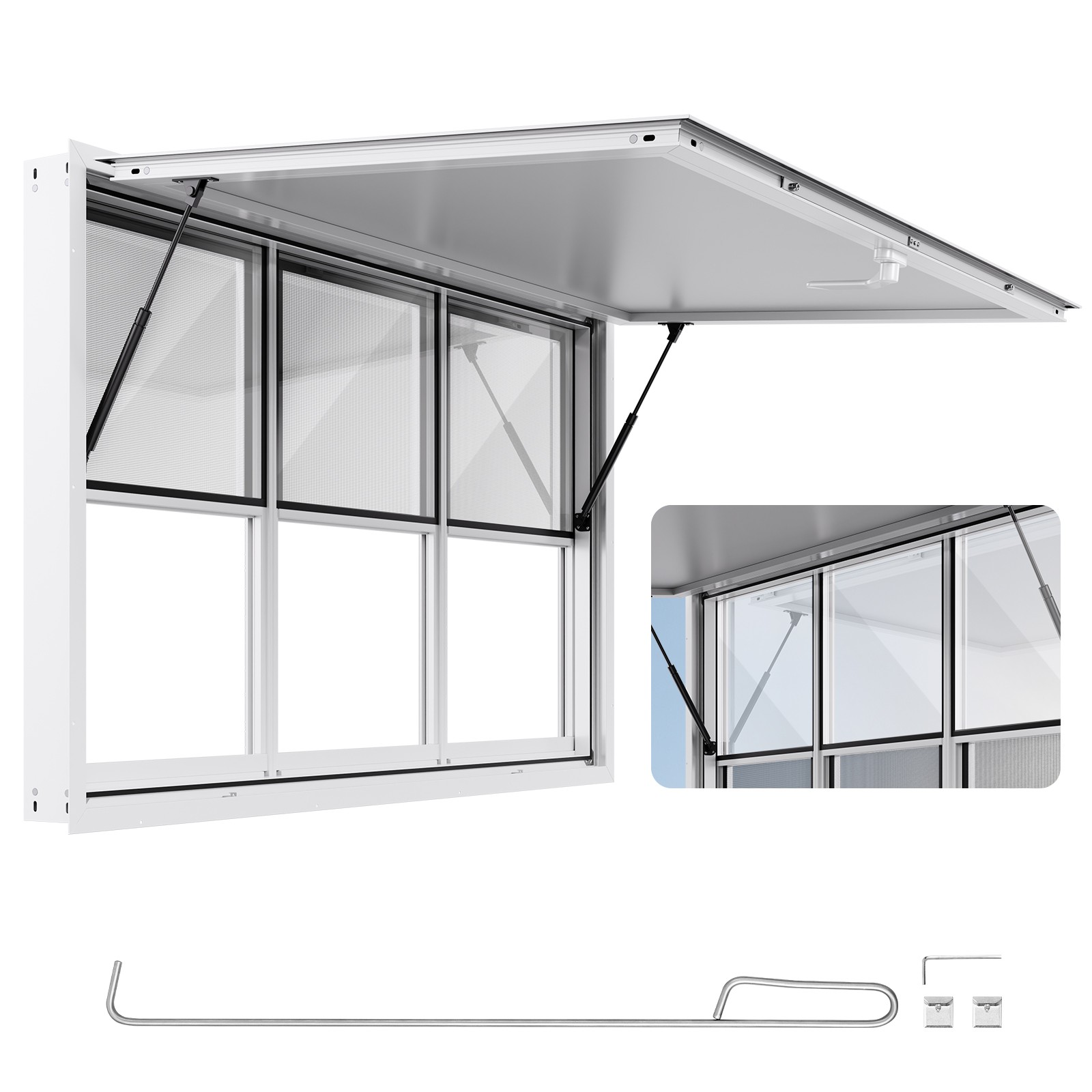 Uimoso 60x36in Food Truck Service Concession Window with Aluminum Alloy Awning