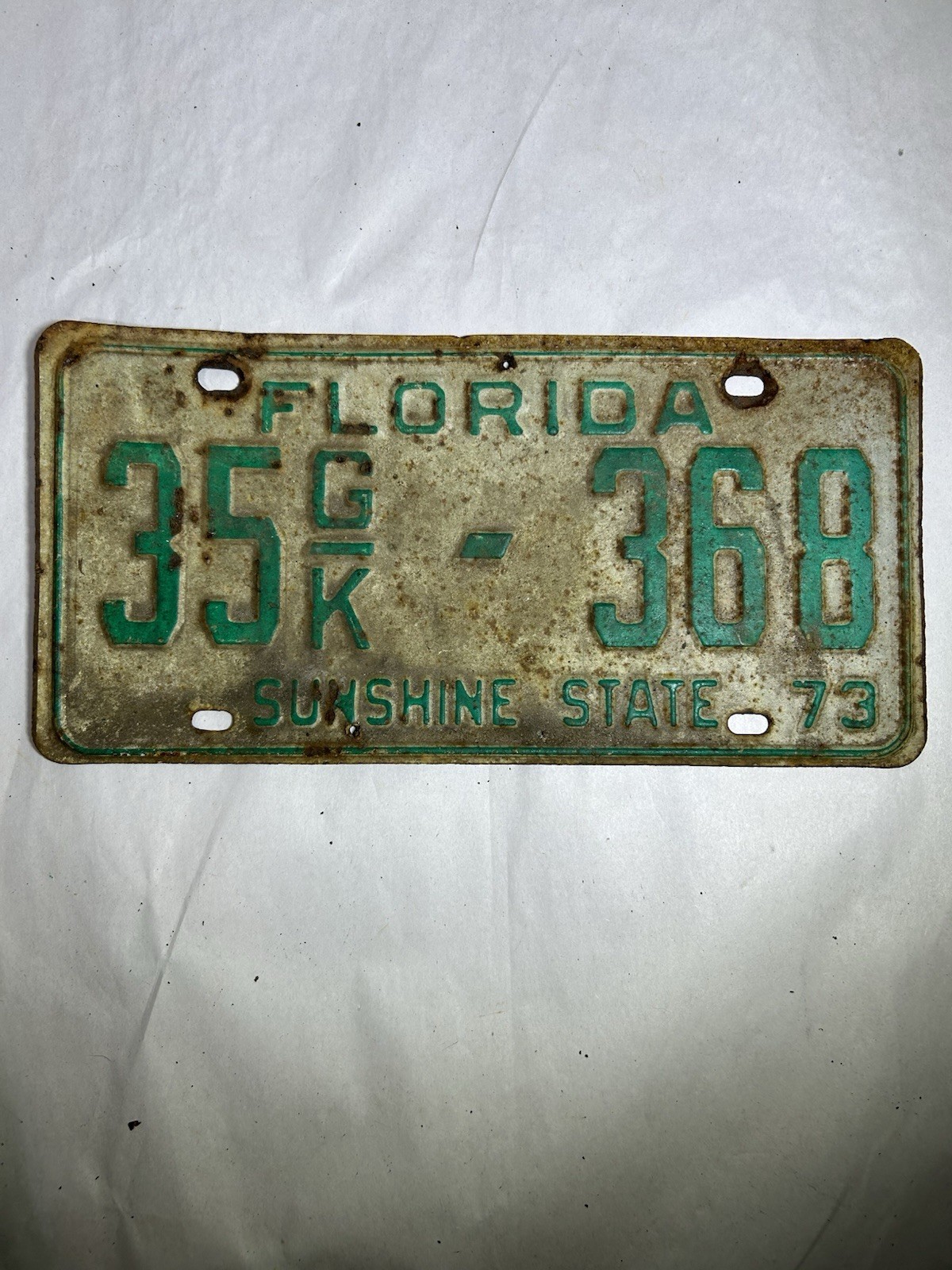 Vintage 1973 Florida Sunshine State License Plate Tag 35GK 368 Gas Oil Vintage 1973 Florida Sunshine State License Plate Tag 35GK 368 Gas Oil