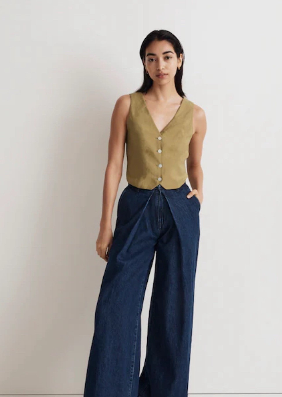 MADEWELL Katrina Vest Top Women 00 Tawny Olive Crop Softdrape - never worn 