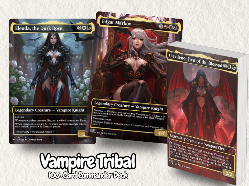 Vampire Tribal Anime Waifu MTG Proxy EDH Deck | 100 Cards + Tokens