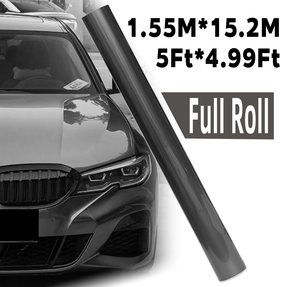Liquid Metal Tungsten Gray 5FTx50FT PET Vinyl Wrap Self-Adhesive Air Release