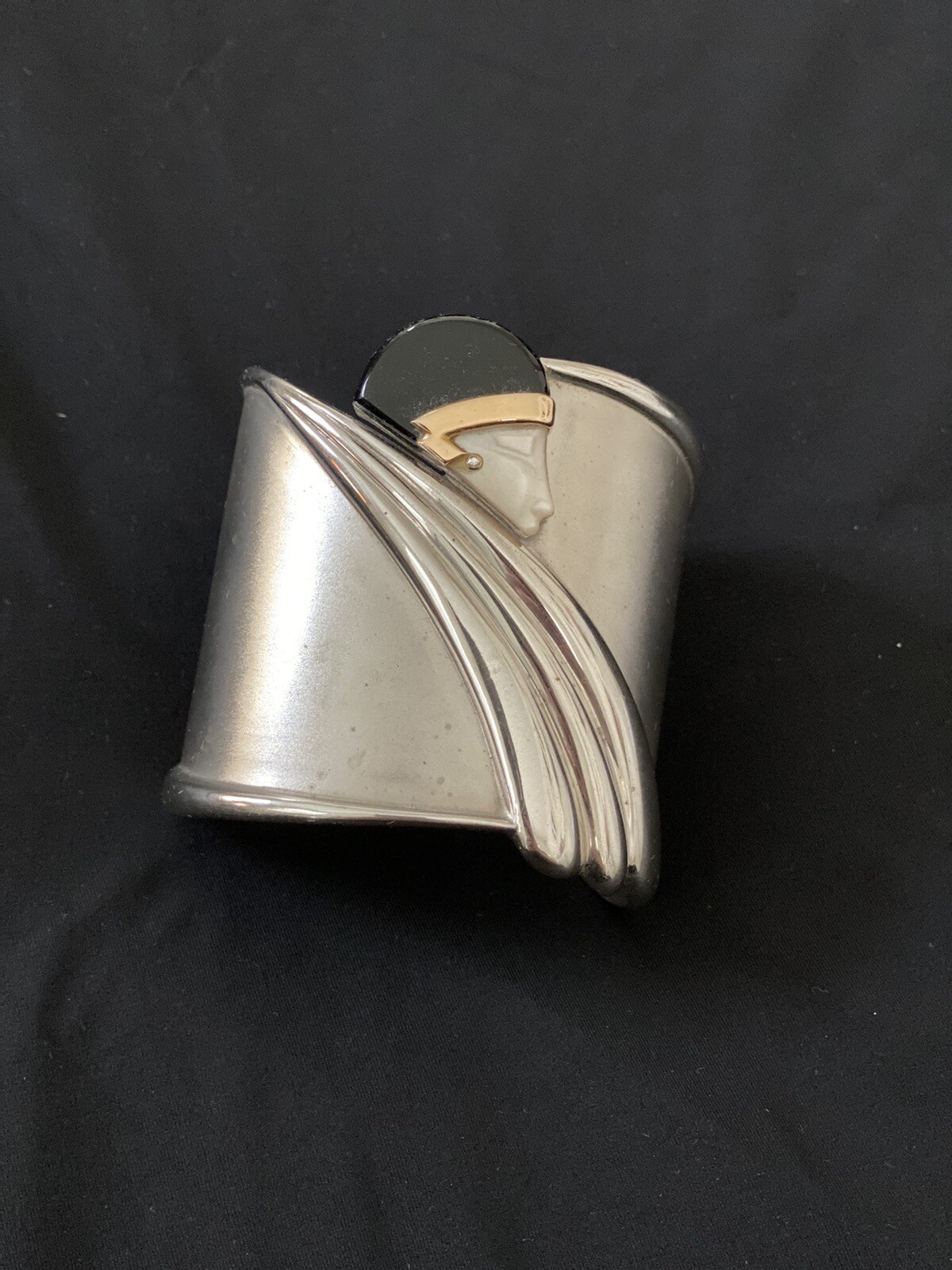 Erte Tempest Sterling Silver 14K Gold Cuff Diamond Bracelet - Numbered 233/600 Erte Tempest Sterling Silver 14K Gold Cuff Diamond Bracelet - Numbered 233/600