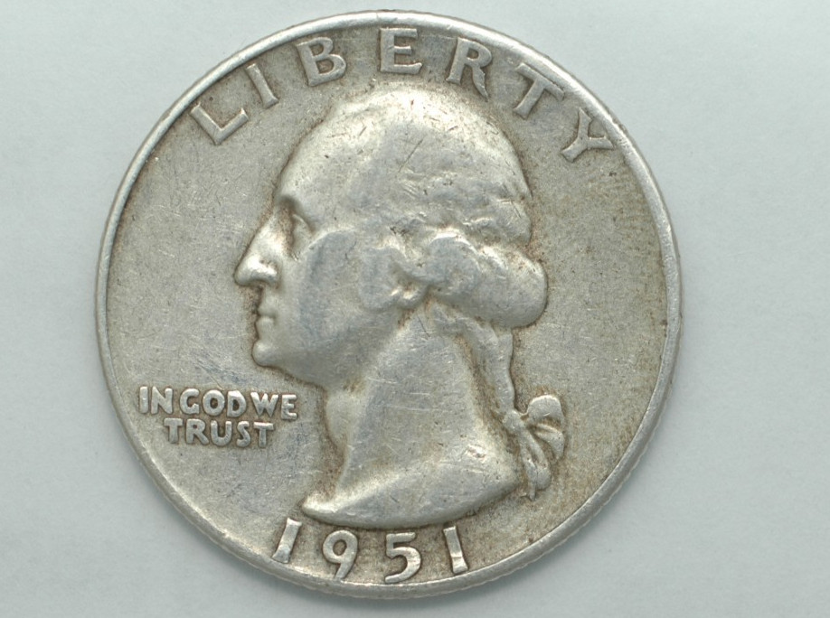1951 S Washington 90% Silver Quarter San Francisco Mint Mark