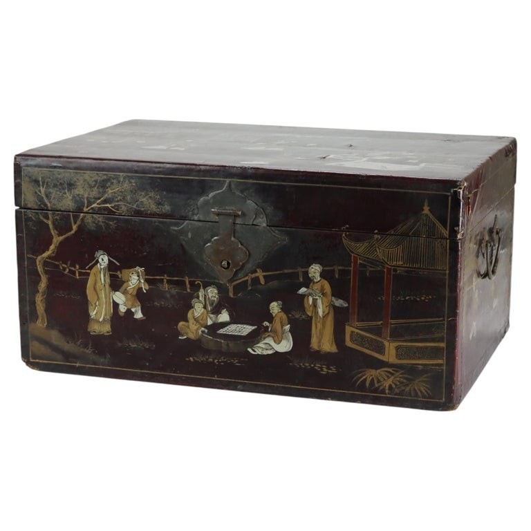 Chinese Polychromed Chinoiserie Document Box c1890 Chinese Polychromed Chinoiserie Document Box c1890