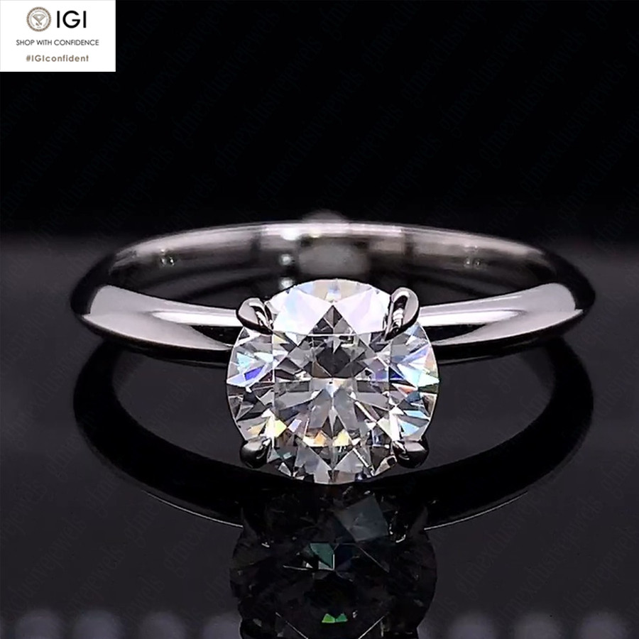 IGI 2.00Ct D VS1 Round Cut Lab Grown Diamond Engagement Ring In 14K White Gold