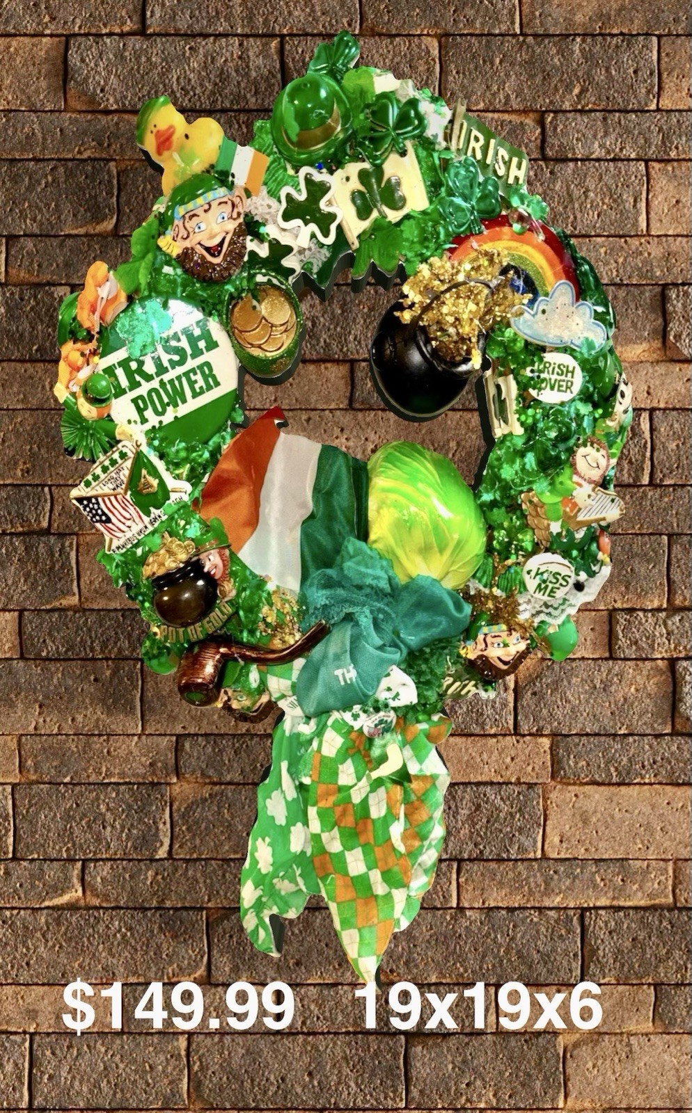 Saint Patrick’s Day Wreath Collage Style Artisan Made OOAK Decor PAT