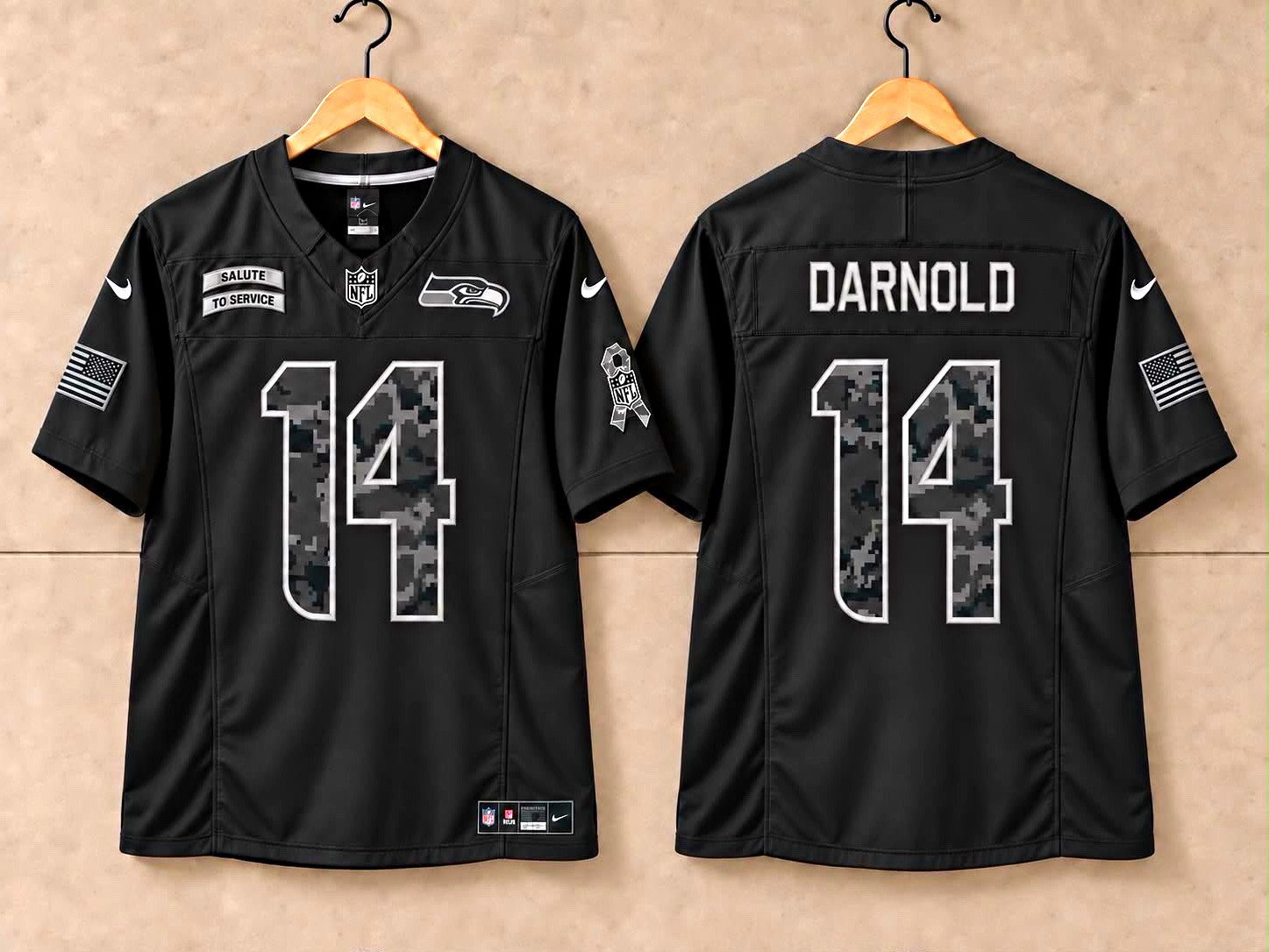 Nike Seattle Seahawks Sam Darnold #14 Salute to Service Jersey Black All Sizes Nike Seattle Seahawks Sam Darnold #14 Salute to Service Jersey Black All Sizes