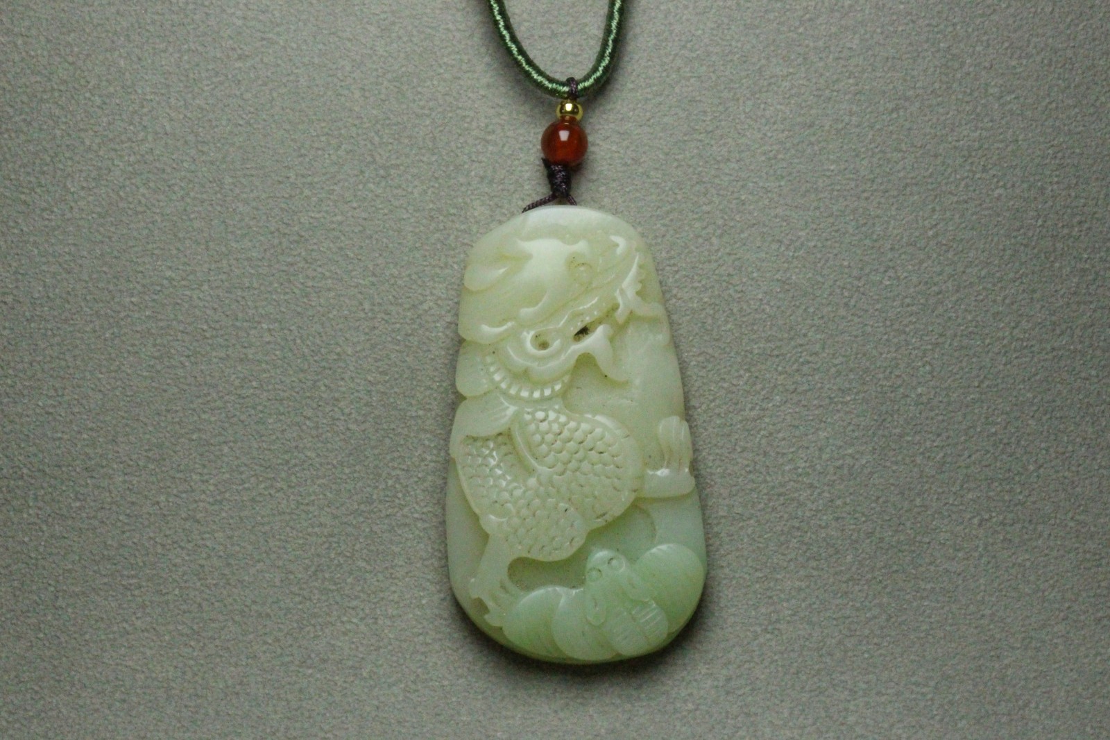 Item Title: Chinese Natural Hetian Hand-Carved dragon  Pendant Statues