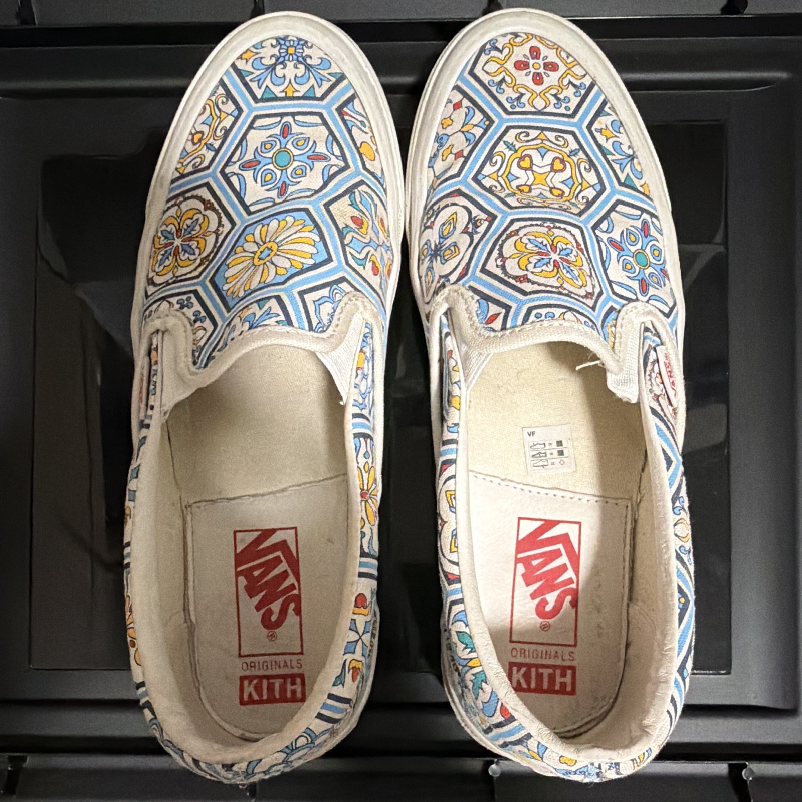 Kith Vans Blue Moroccan Pattern Slip Ons Size 9 rare With OG Box