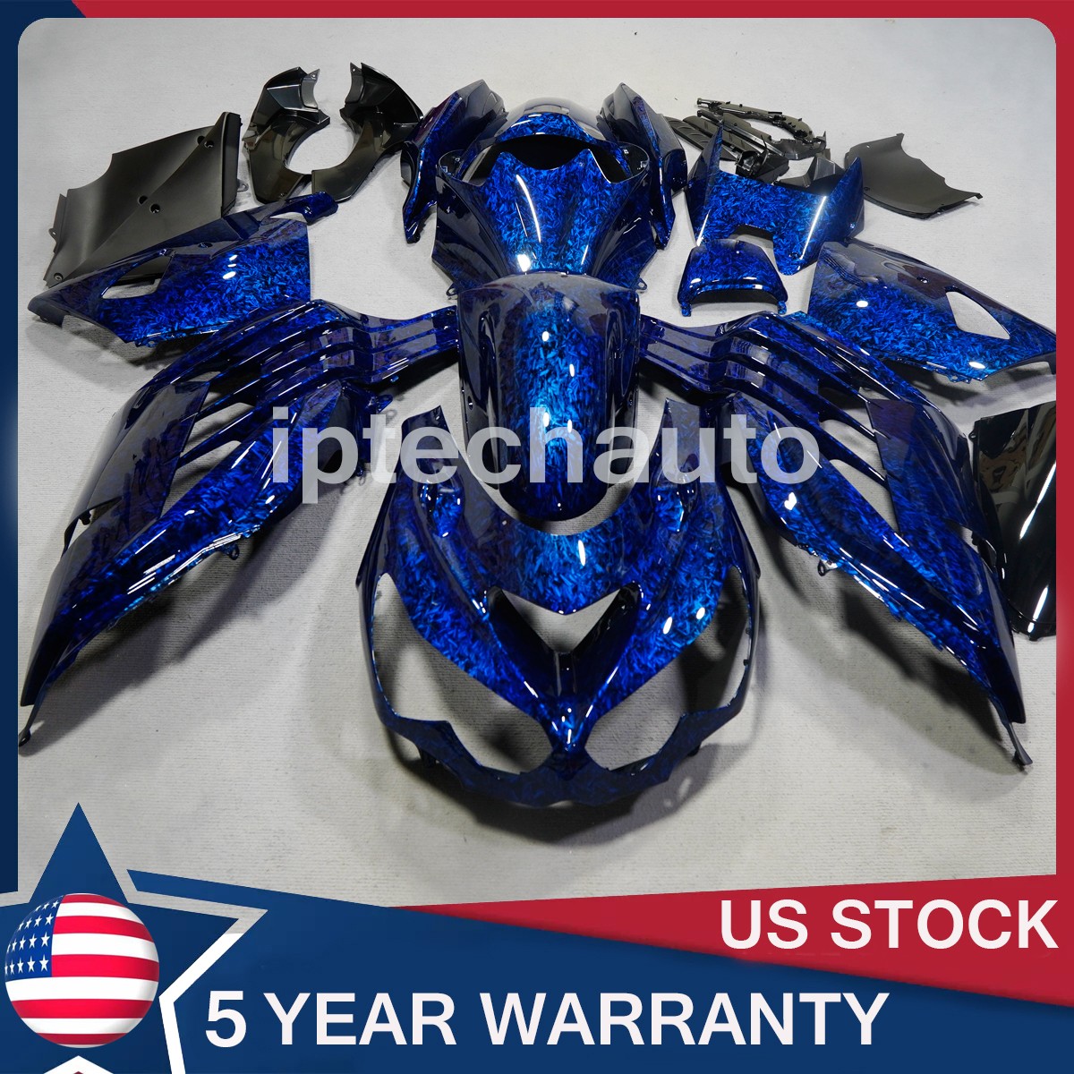 Blue Forged Carbon Fiber Fairings Bodywork For Kawasaki Ninja ZX14R ZX14 2012-24