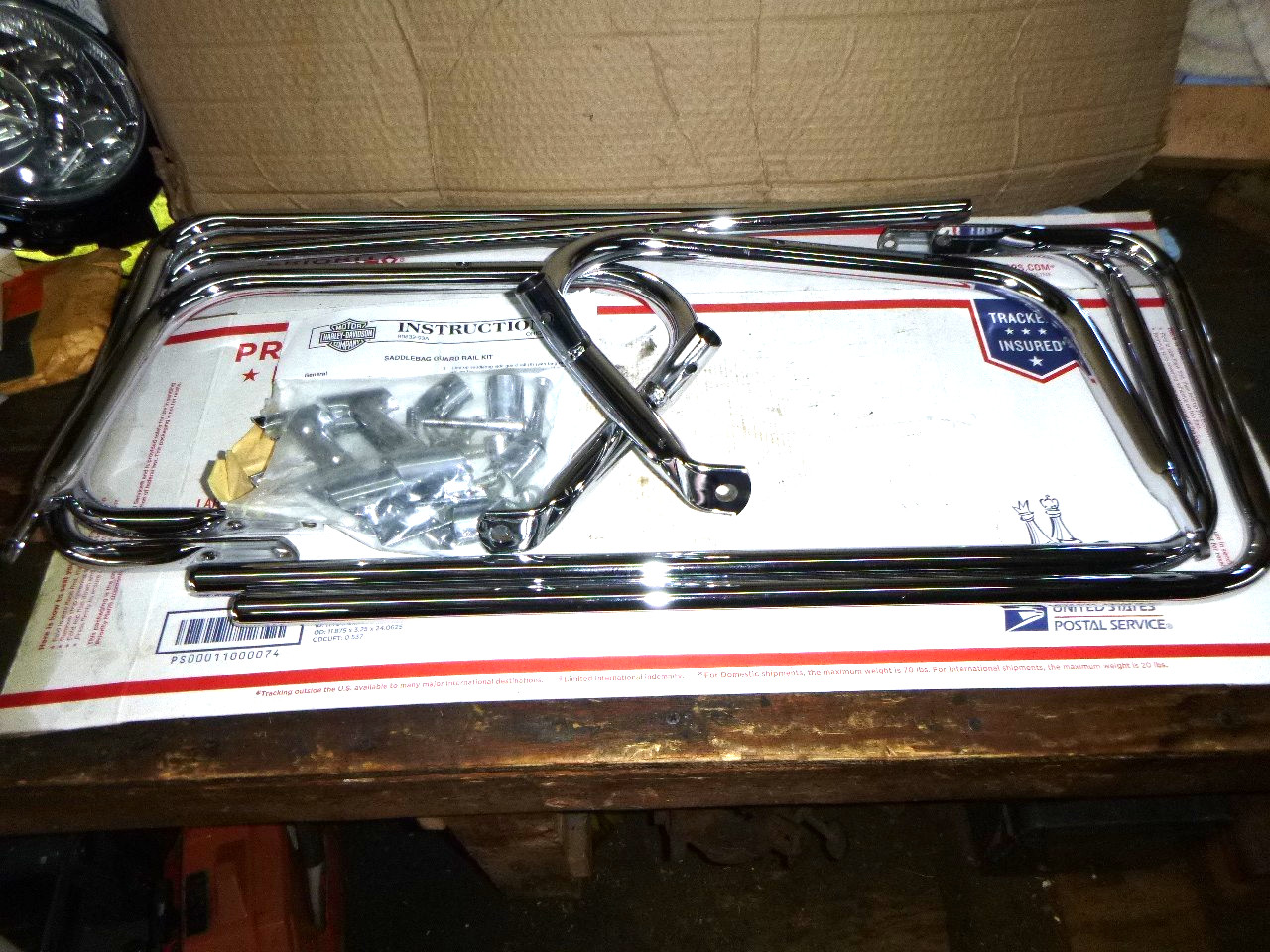 N.O.S. HARLEY DAVIDSON CHROME SADDLEBAG GUARD RAIL KIT   90839-93A    1993-2008