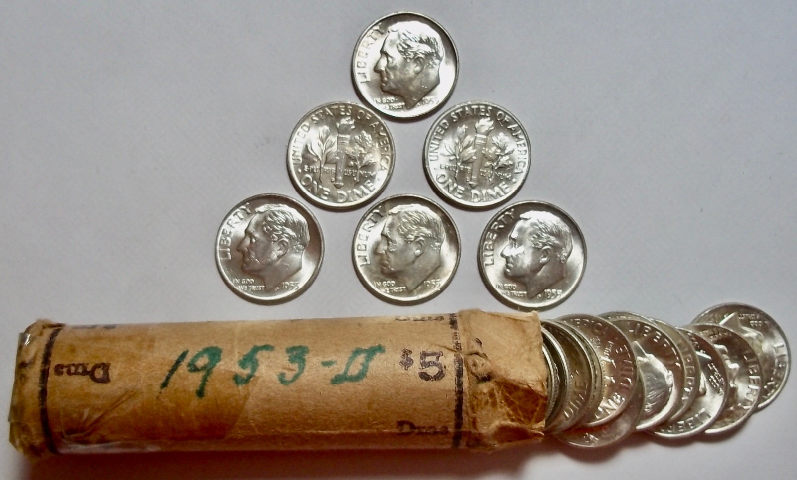 1 - 1953 -D - ROOSEVELT  DIME - BU - MS -