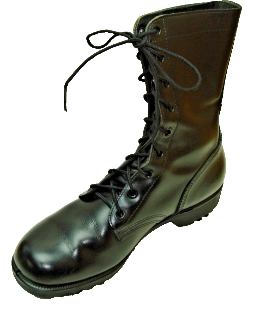 Men’s 8 R ENDICOTT JOHNSON Vintage Black Leather Combat Boots Military USA NICE