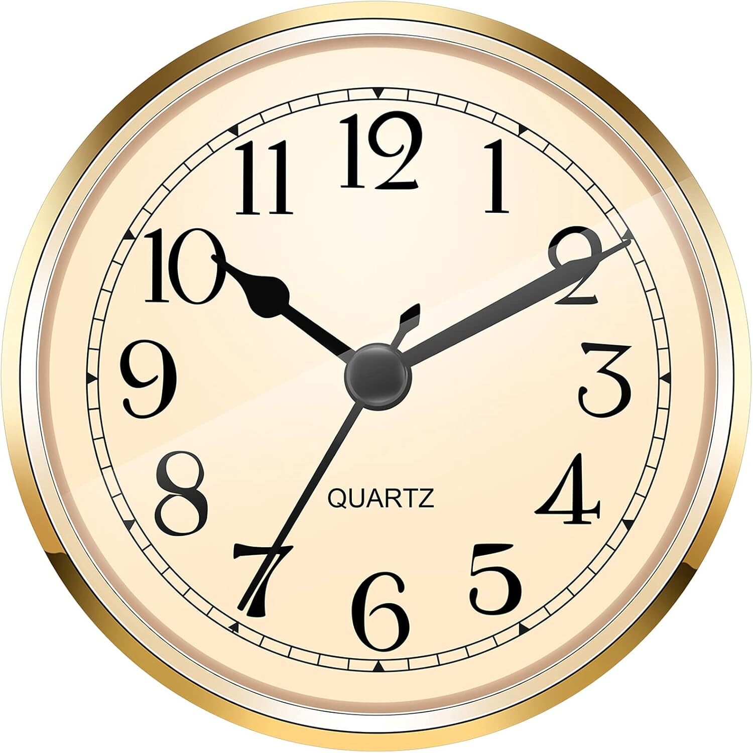 Hicarer 3-1/2 Inch (90 Mm) Quartz Clock Fit-Up/Insert with Arabic Numeral (Gold)