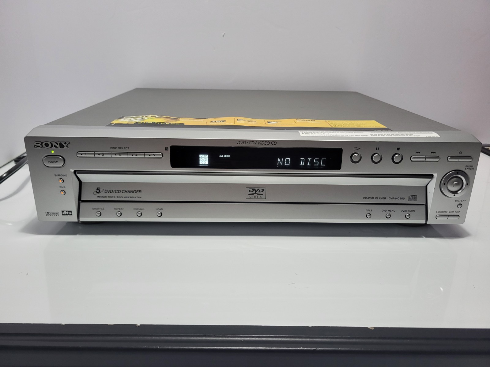 Sony DVP-NC600 5-Disc Carousel DVD CD Player Changer tested working