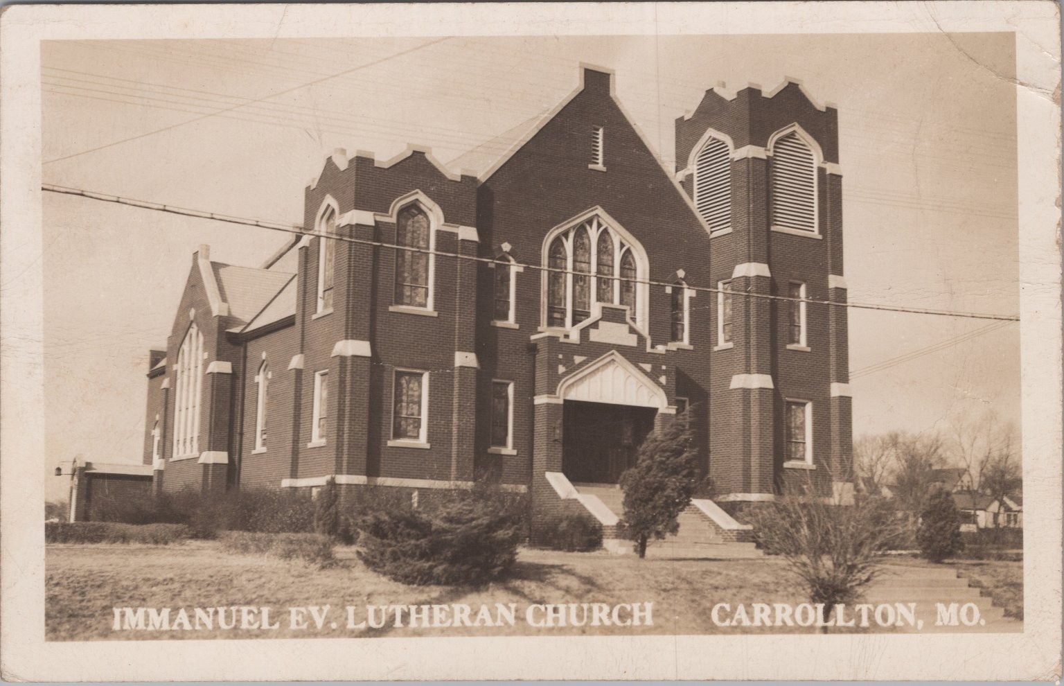 Immanuel Ev. Lutheran Church Carrollton MO 1947 RPPC Postcard Real Photo UNP