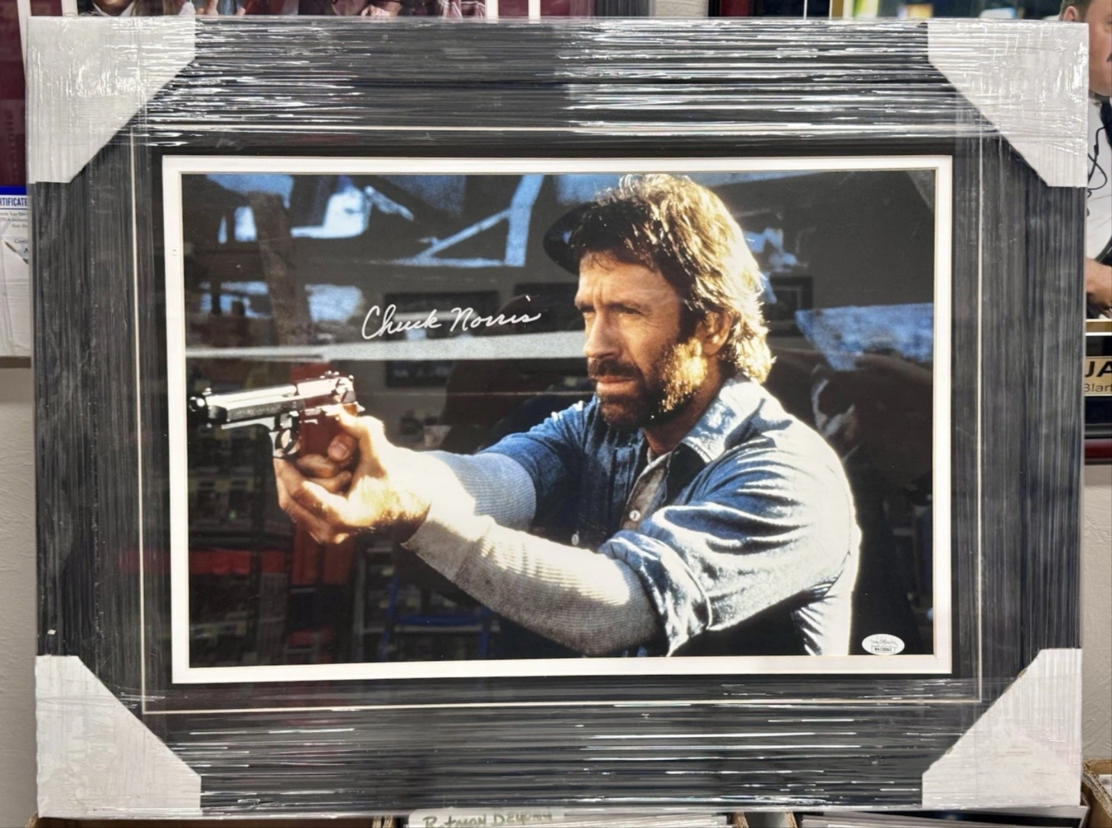 Chuck Norris Signed & Custom Framed Hero And The Terror 12x18 Photo With JSA COA Chuck Norris Signed & Custom Framed Hero And The Terror 12x18 Photo With JSA COA