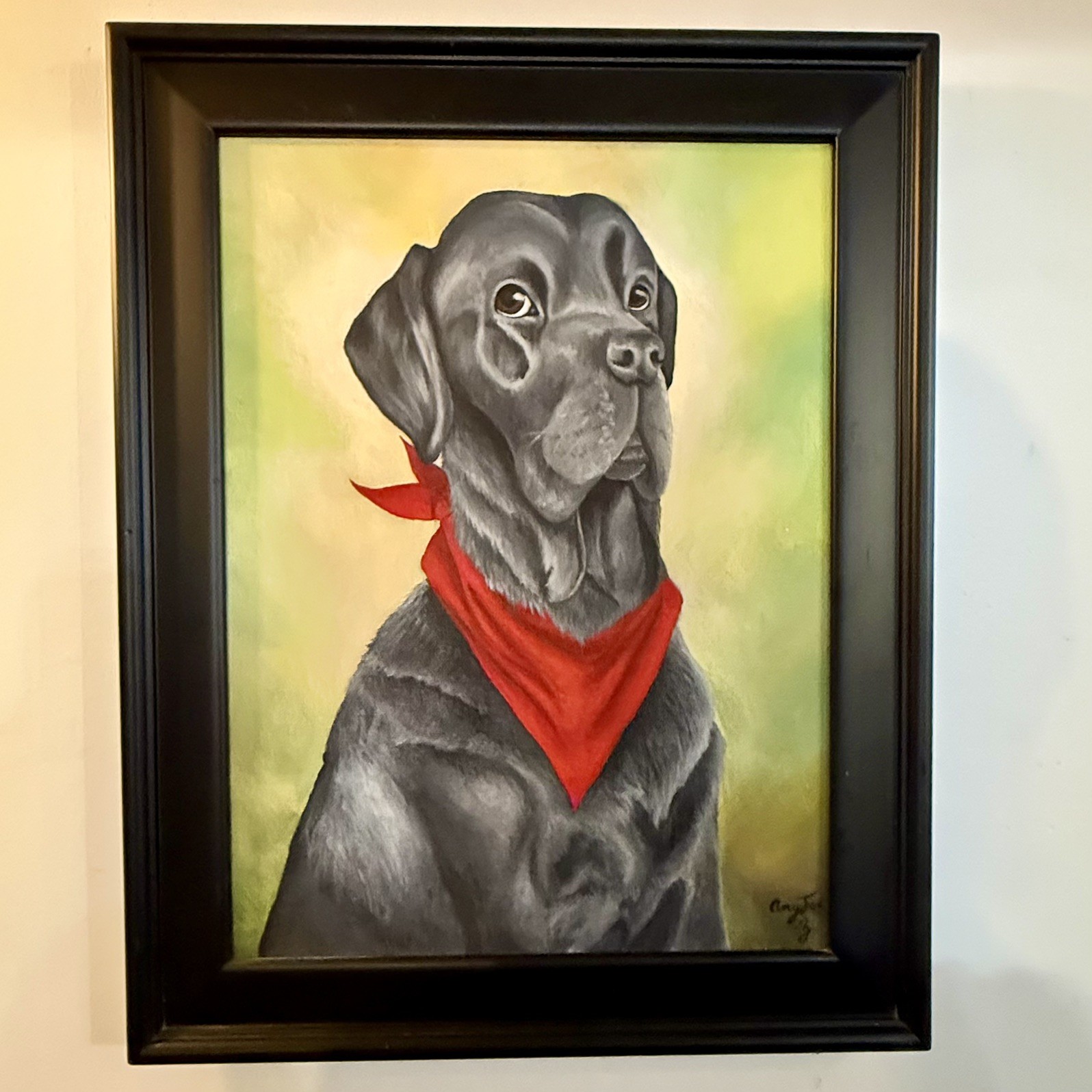 18”x15” Original painting By Artist Amy Joe Z Black Lab Labrador Retriever Dog
