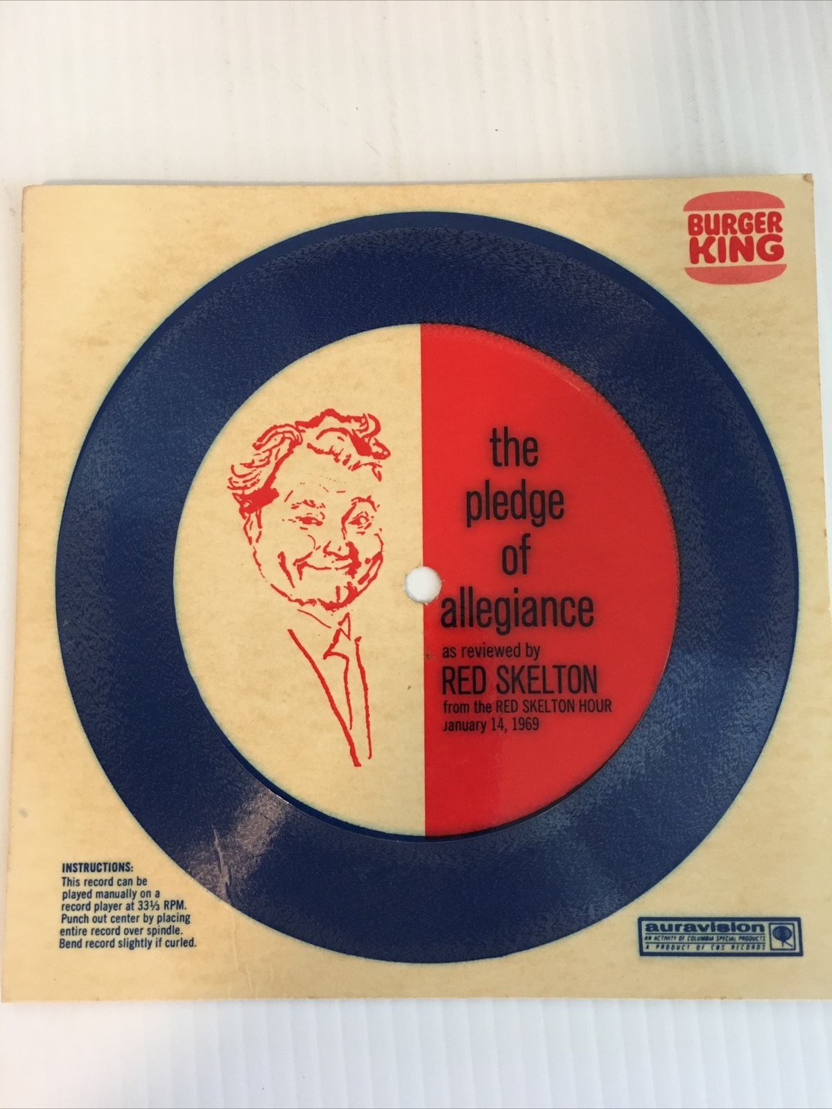 RED SKELTON The PLEDGE of ALLEGIANCE 1969 BURGER KING 7\ RED SKELTON The PLEDGE of ALLEGIANCE 1969 BURGER KING 7\