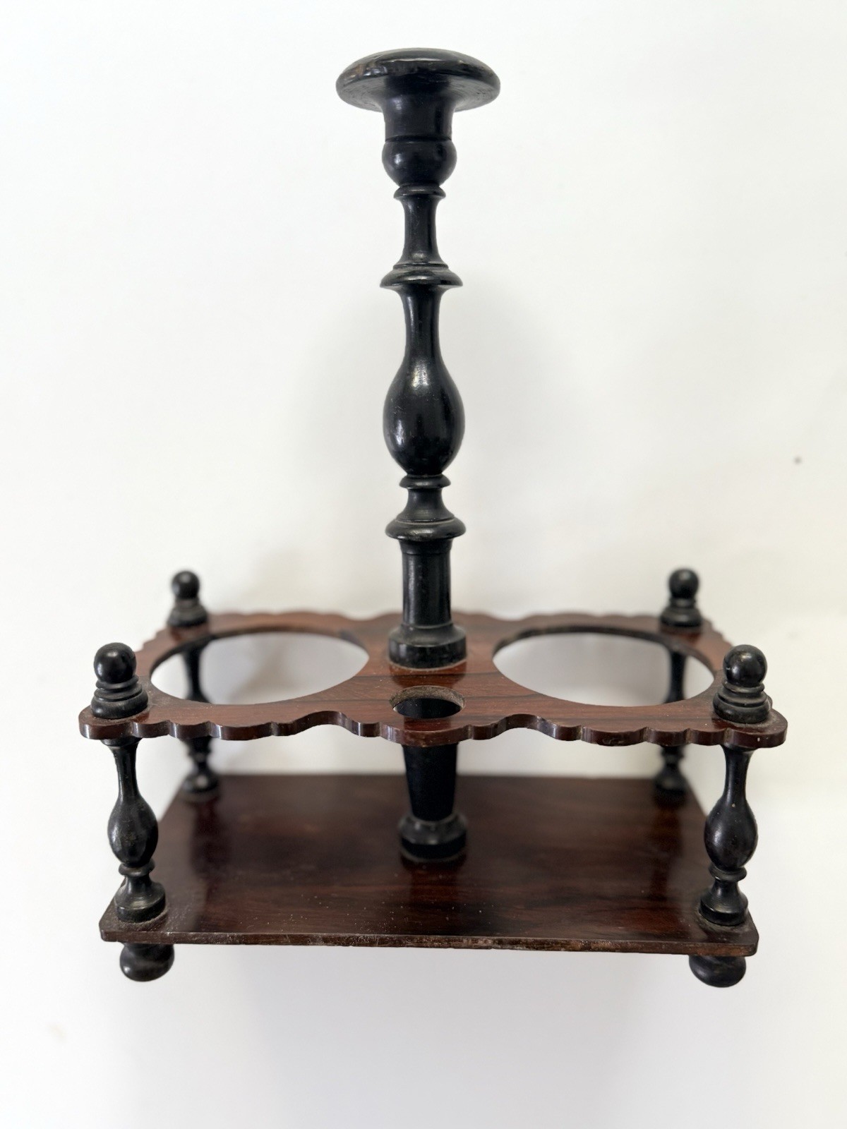 19th Century French Antique Rosewood and Ebonised Cruet Caddy / Decanter Holder