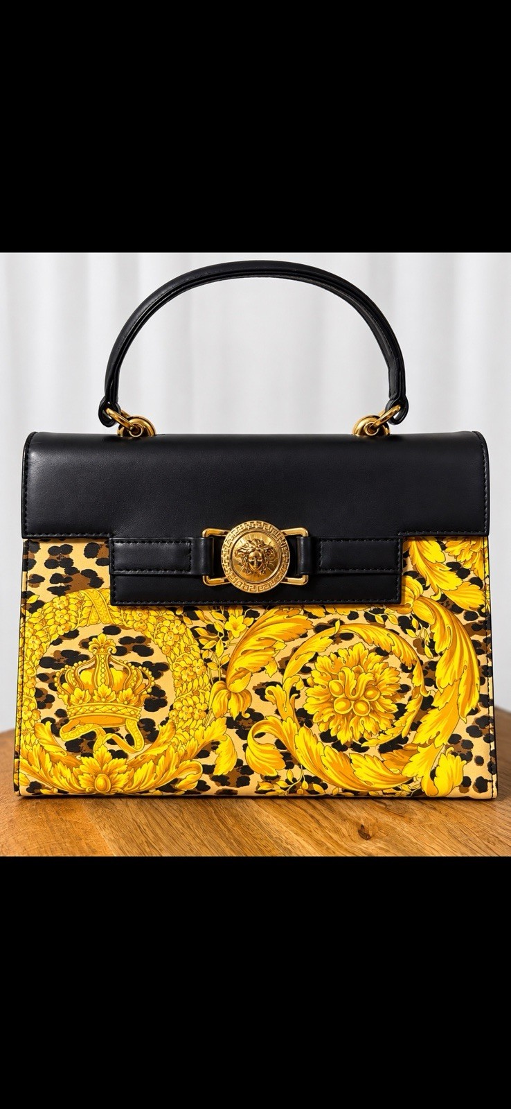 Vintage Gianni Versace Baroque Leopard Medusa Top Handle Bag Strap