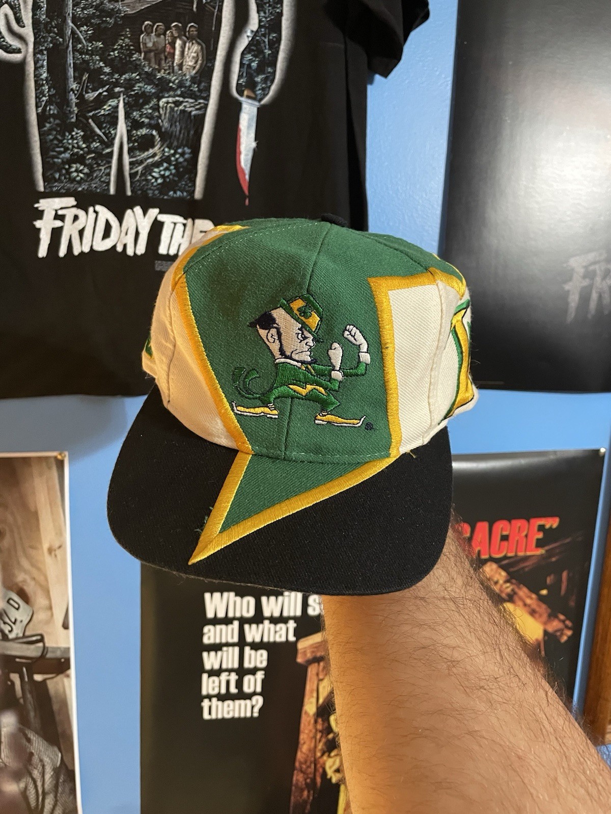 RARE Notre Dame Vintage Top Of The World Bolt Embroidered Graffiti SnapBack Hat