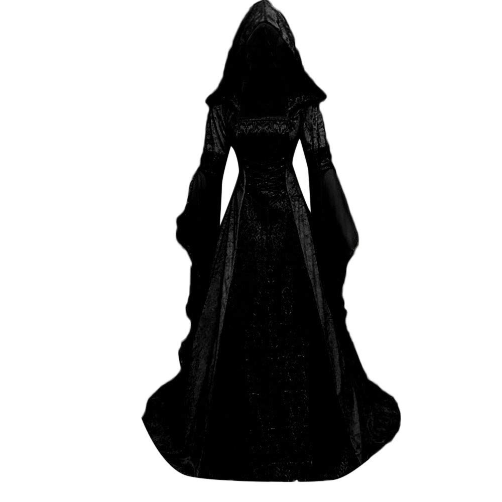 Women\'s Gothic Dress with Hood Medieval Costume Corset Renaissance Dresses