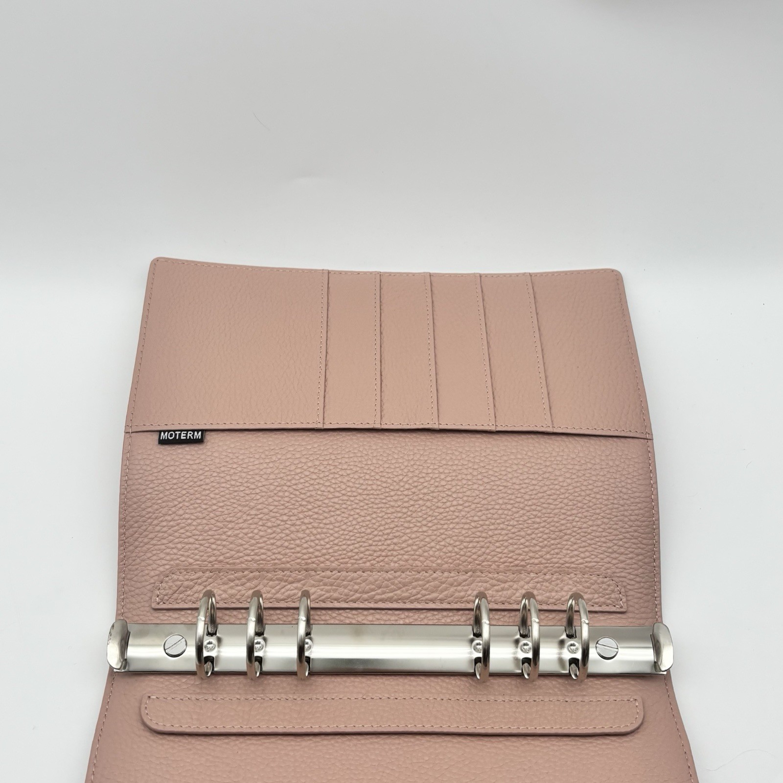 Moterm A5 Genuine Leather Pink Pebbled 6 Ring Planner Binder Organizer