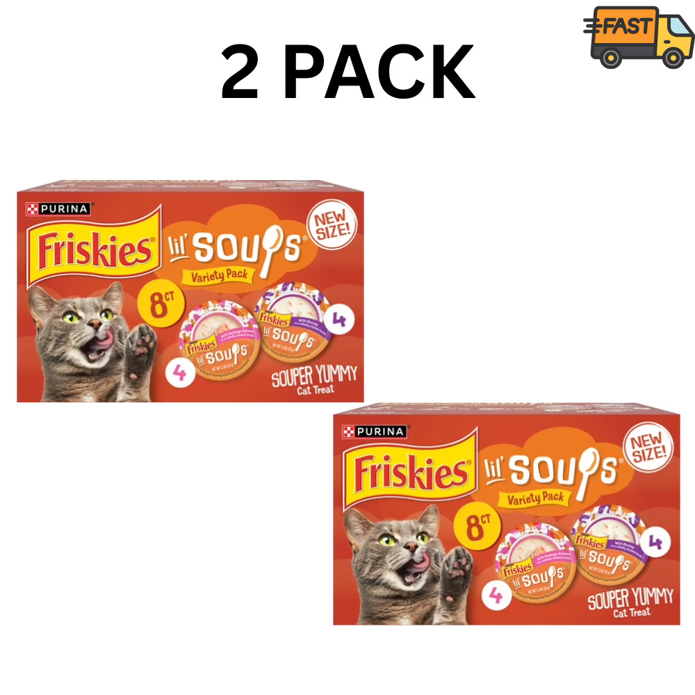 Purina Friskies Lil\' Soups Wet Cat Treats Variety Pack 9.6 oz Pack of 2