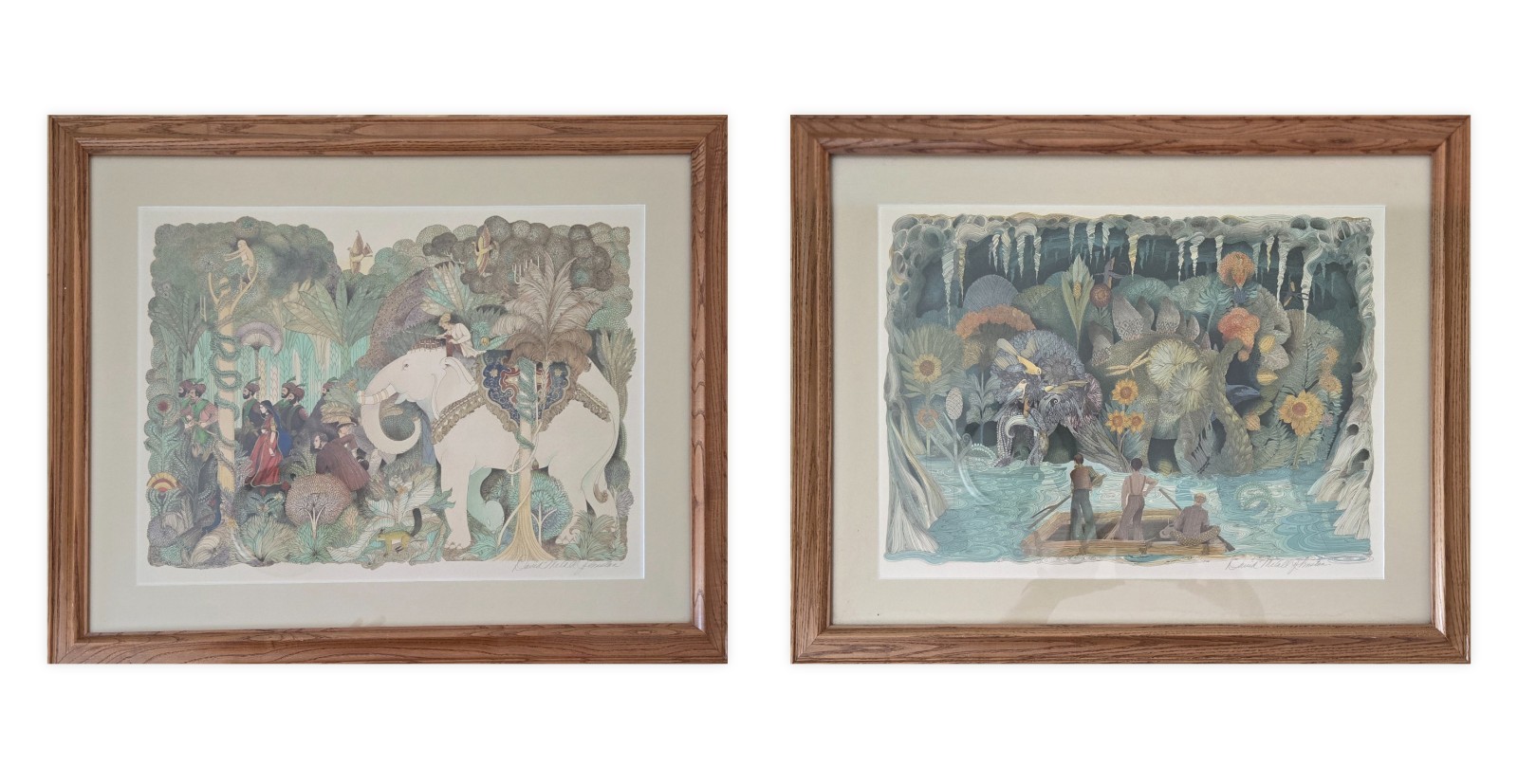 David McCall Johnston Jules Verne Signed Lithographs Pair 1978 Franklin Mint
