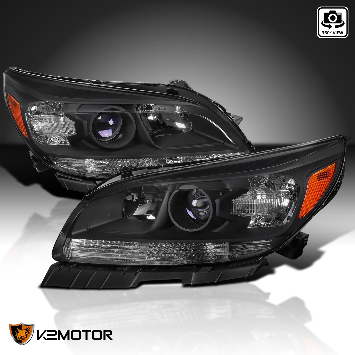 Fits 2013-2015 Chevy Malibu 2016 Chevy Malibu Limited Black Projector Headlights