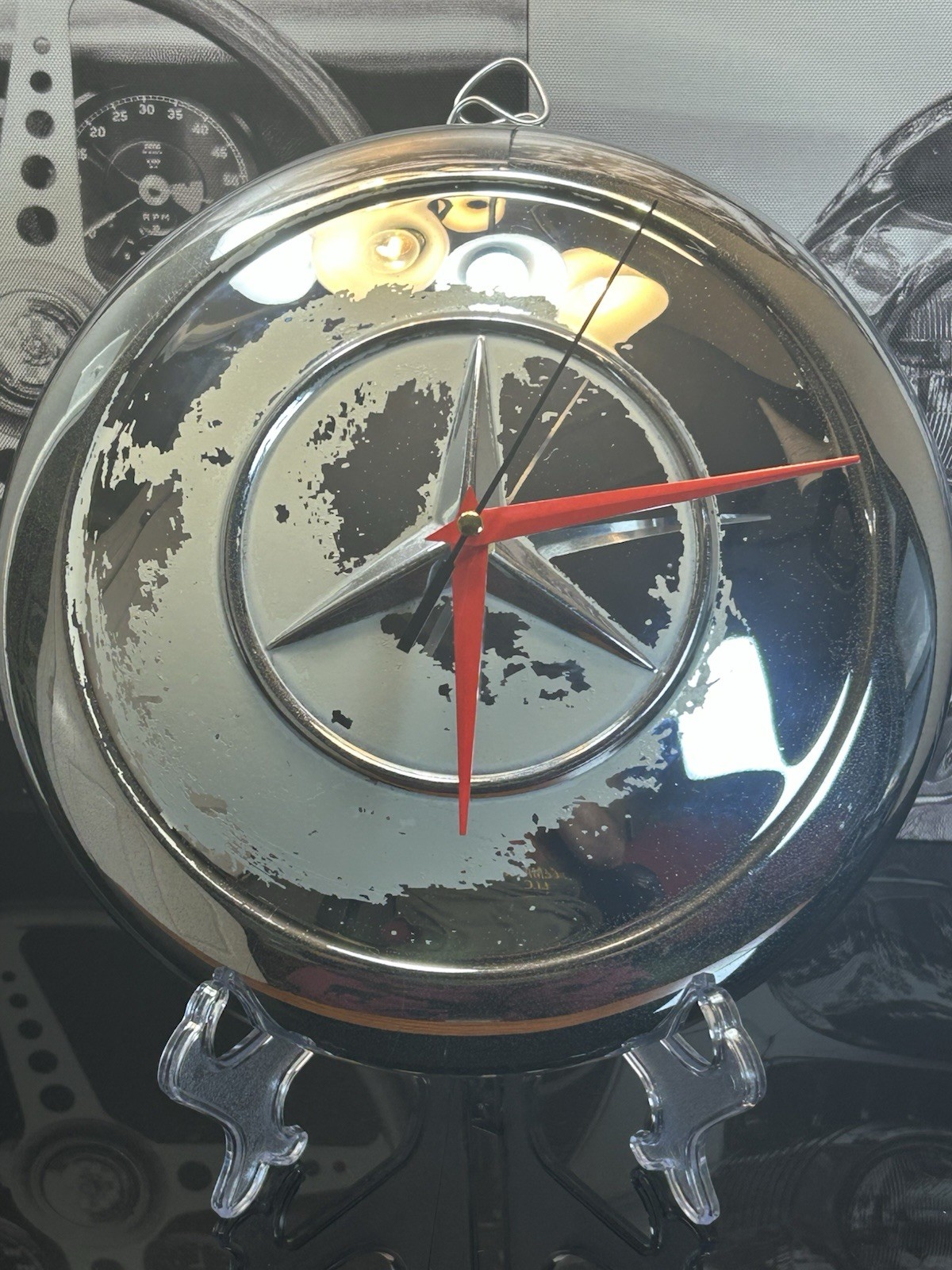Vintage 1960-1972 Mercedes Benz Hubcap Clock 9.5\