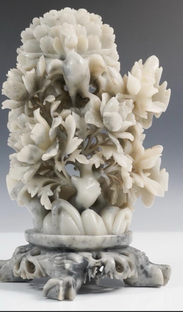 Large Chinese soapstone Beautiful hand carved Vintage Art
