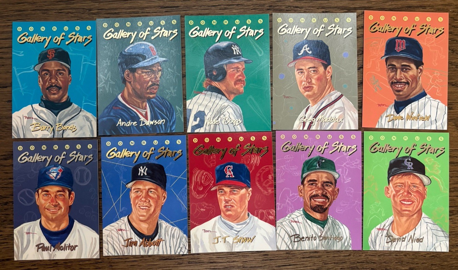 1993 DONRUSS GALLERY OF STARS 10 CARD SET Bonds, Dawson, Boggs, Maddox, ECT 1993 DONRUSS GALLERY OF STARS 10 CARD SET Bonds, Dawson, Boggs, Maddox, ECT