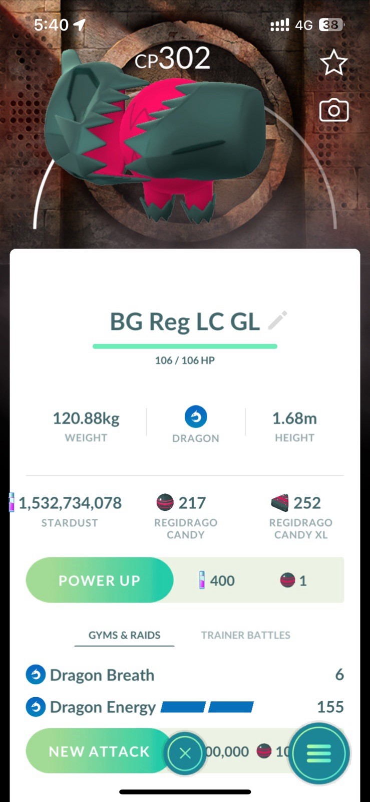 Regidrago with Ancient Background for Little Cup or Great League - Legacy Move☑️ Regidrago with Ancient Background for Little Cup or Great League - Legacy Move☑️