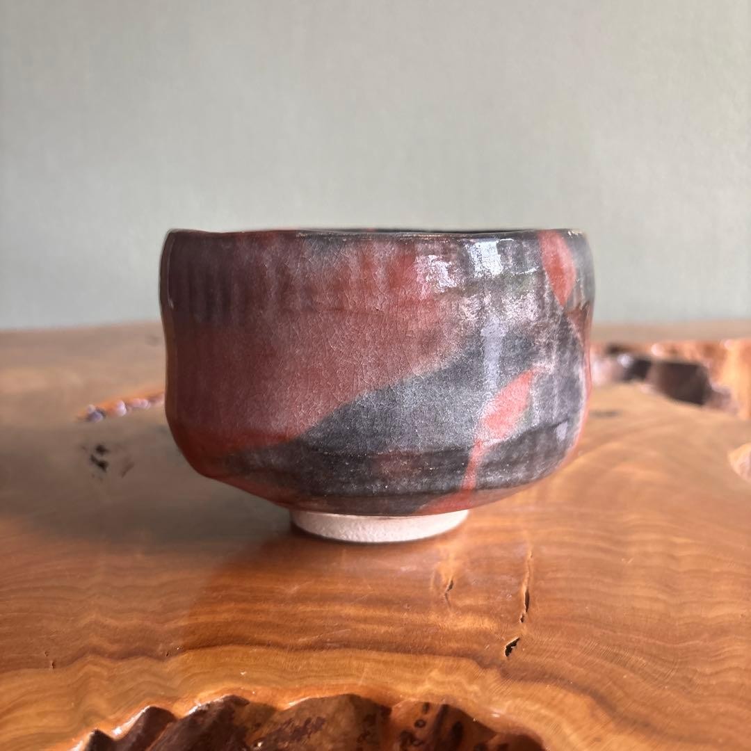 Japanese Red Raku Ware Matcha Tea Bowl Chawan Shoraku Handmade