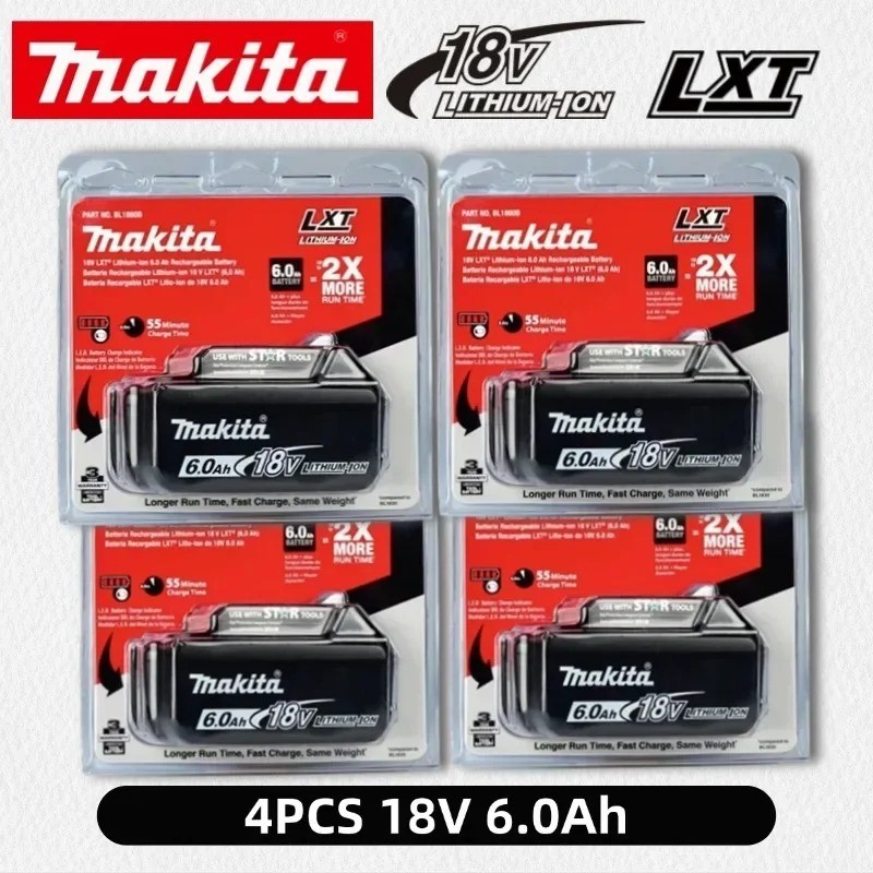 4-Pack Geniun Makita BL1860B 18V LXT 6Ah Lithium-Ion Rechargeable Batteries