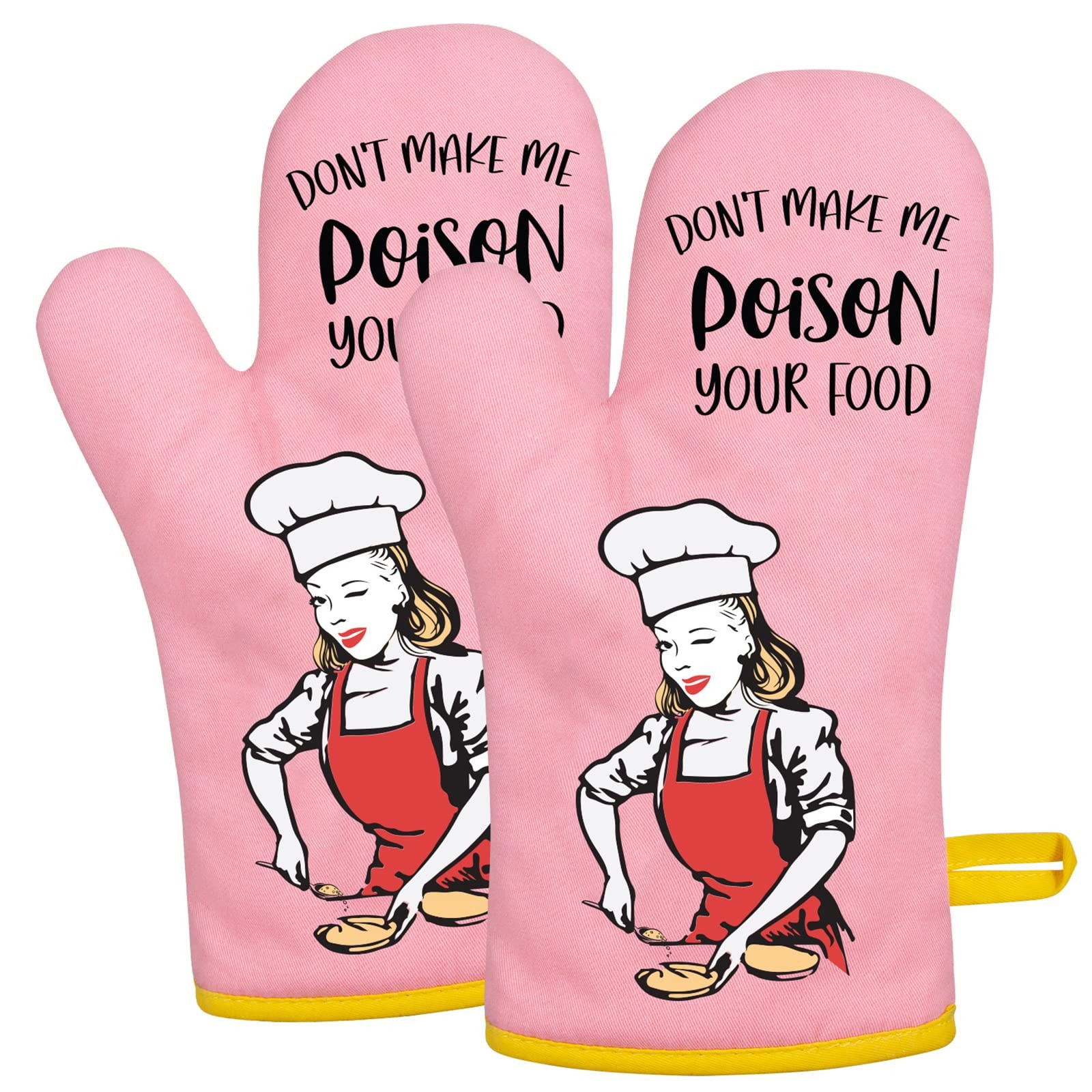 Miracu Funny Oven Mitts for Women, Fun Pink Cute Oven Mitt Set, Retro Baking Kit Miracu Funny Oven Mitts for Women, Fun Pink Cute Oven Mitt Set, Retro Baking Kit