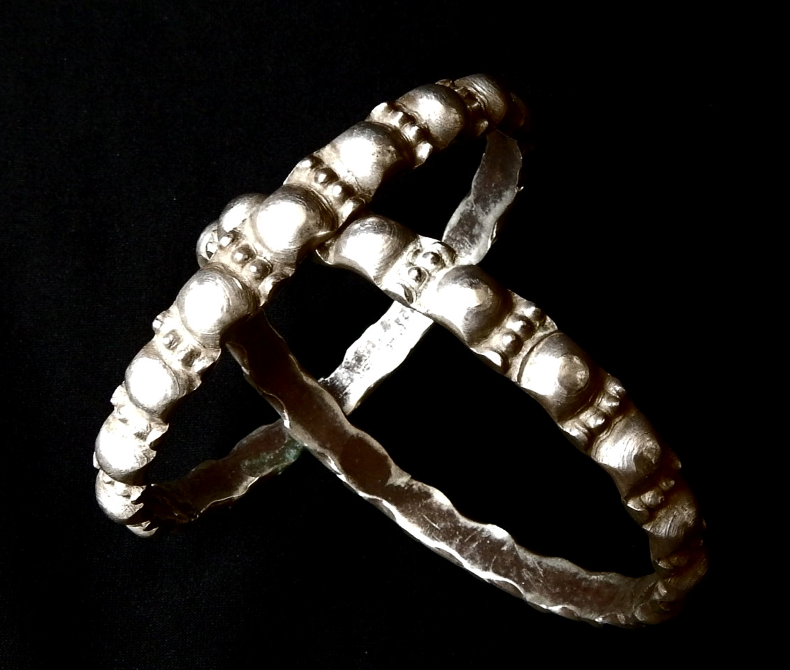 Antique Pair of Spanish Silver Bangles, possibly 1500's-1600's Iberian
