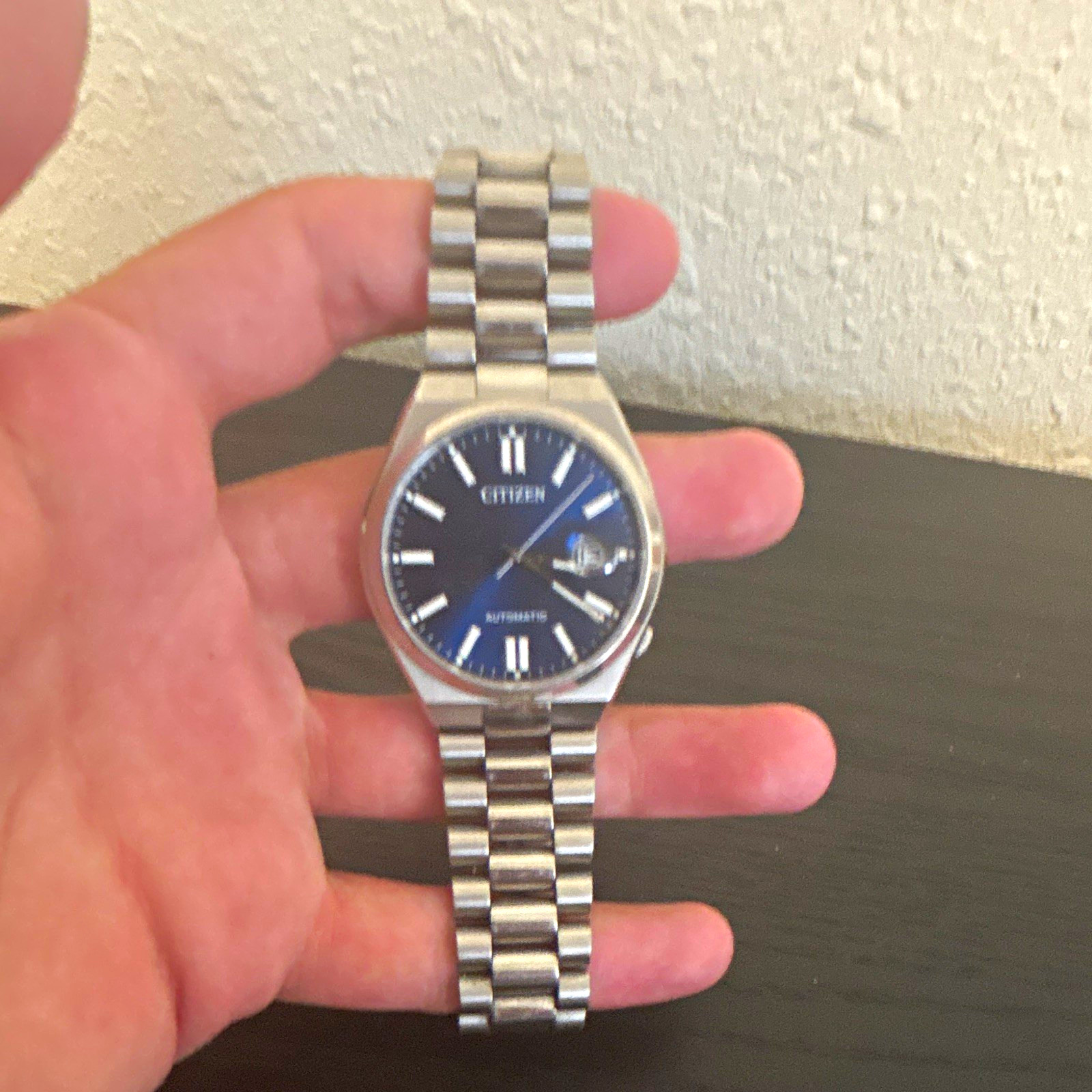 Citizen Automatic Men\'s Watch 40mm Blue Dial 100m Steel Bracelet Date