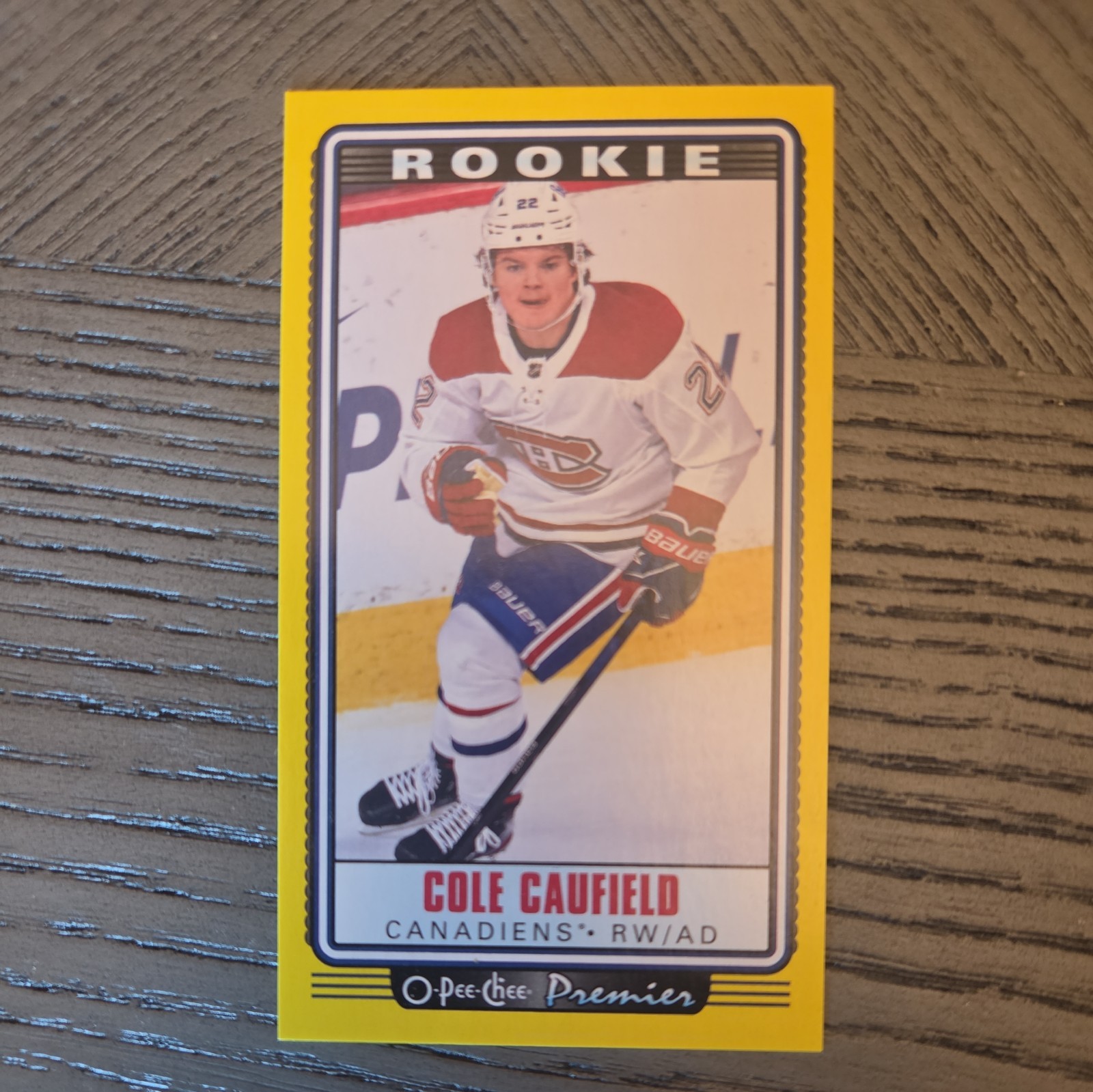 2021-22 O-Pee-Chee - Premier Tallboys Rookie SP Cole Caufield Yellow Border (RC) 2021-22 O-Pee-Chee - Premier Tallboys Rookie SP Cole Caufield Yellow Border (RC)