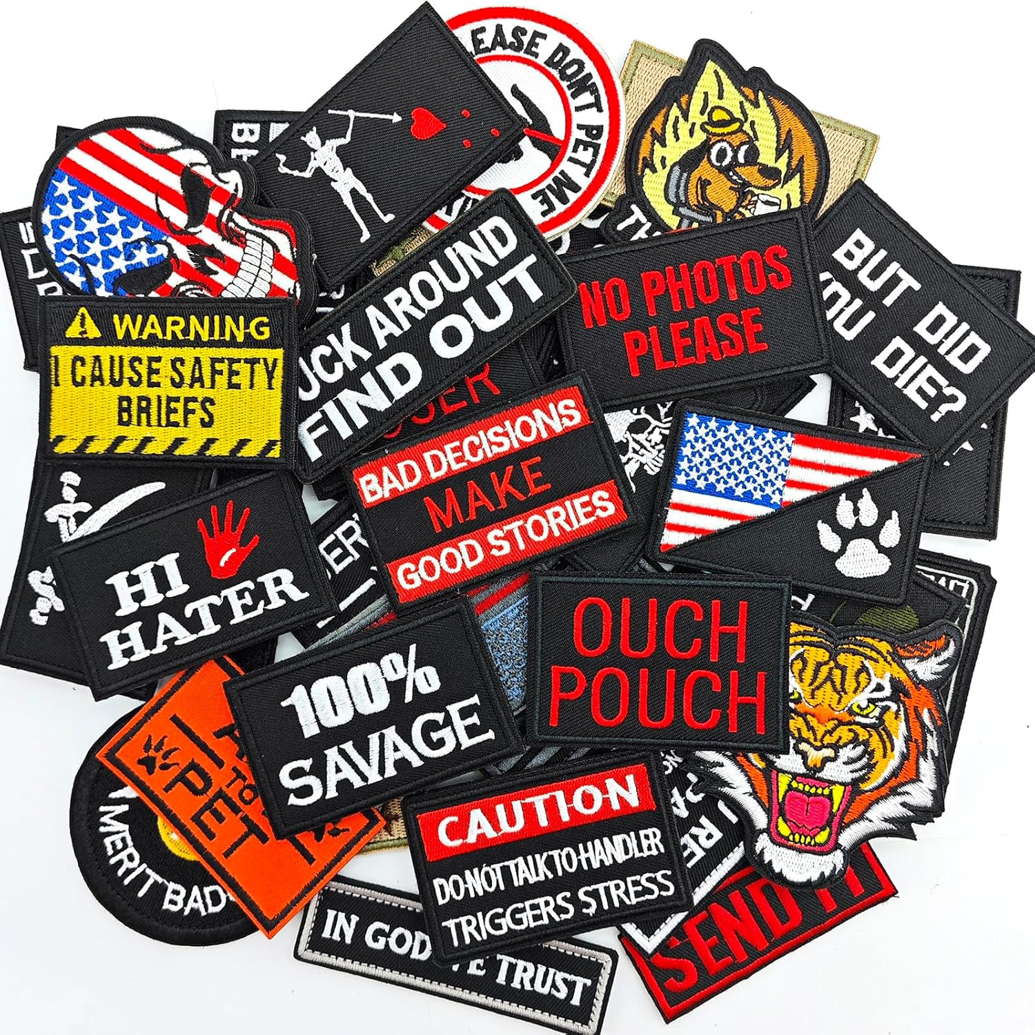20 Pieces Random Funny Tactical Morale Patch Full Embroidery Military Loop 20 Pieces Random Funny Tactical Morale Patch Full Embroidery Military Loop