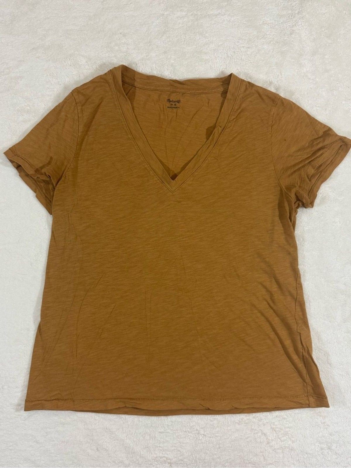 Madewell Whisper Cotton V-Neck Tee Amber Gold Medium